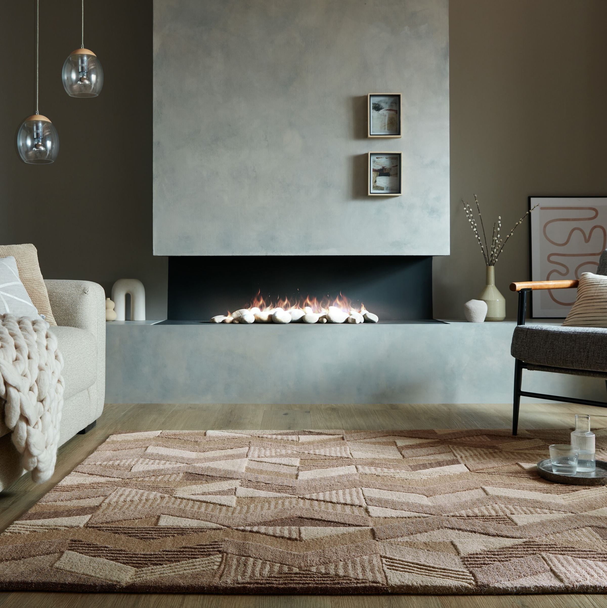 FLAIR RUGS Wollteppich "Asher" rechteckig 10 mm Höhe Geometrischer moderner günstig online kaufen