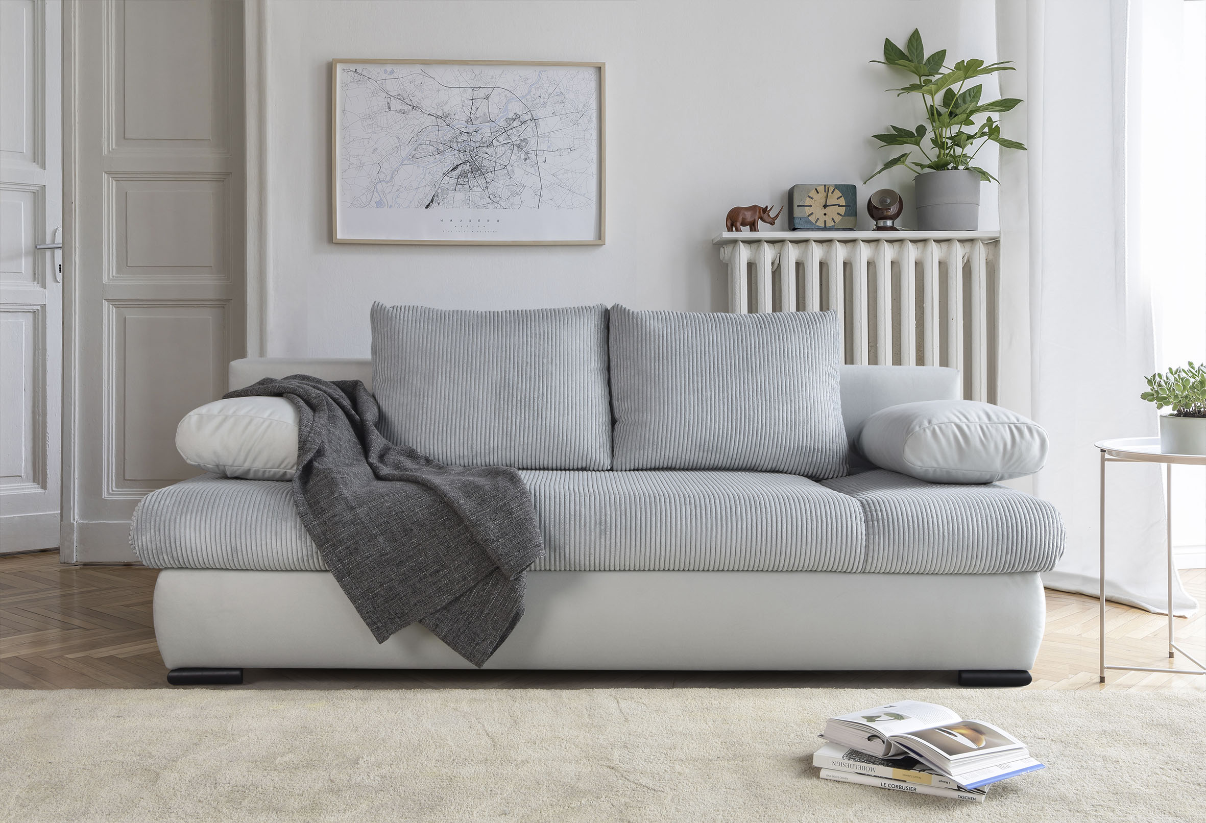 COLLECTION AB Schlafsofa "Chicago, B: 200 cm, Liegefl. 146x200 cm" Schlaffunktion, Bettkasten & 2 Armlehnenkissen, Federkern