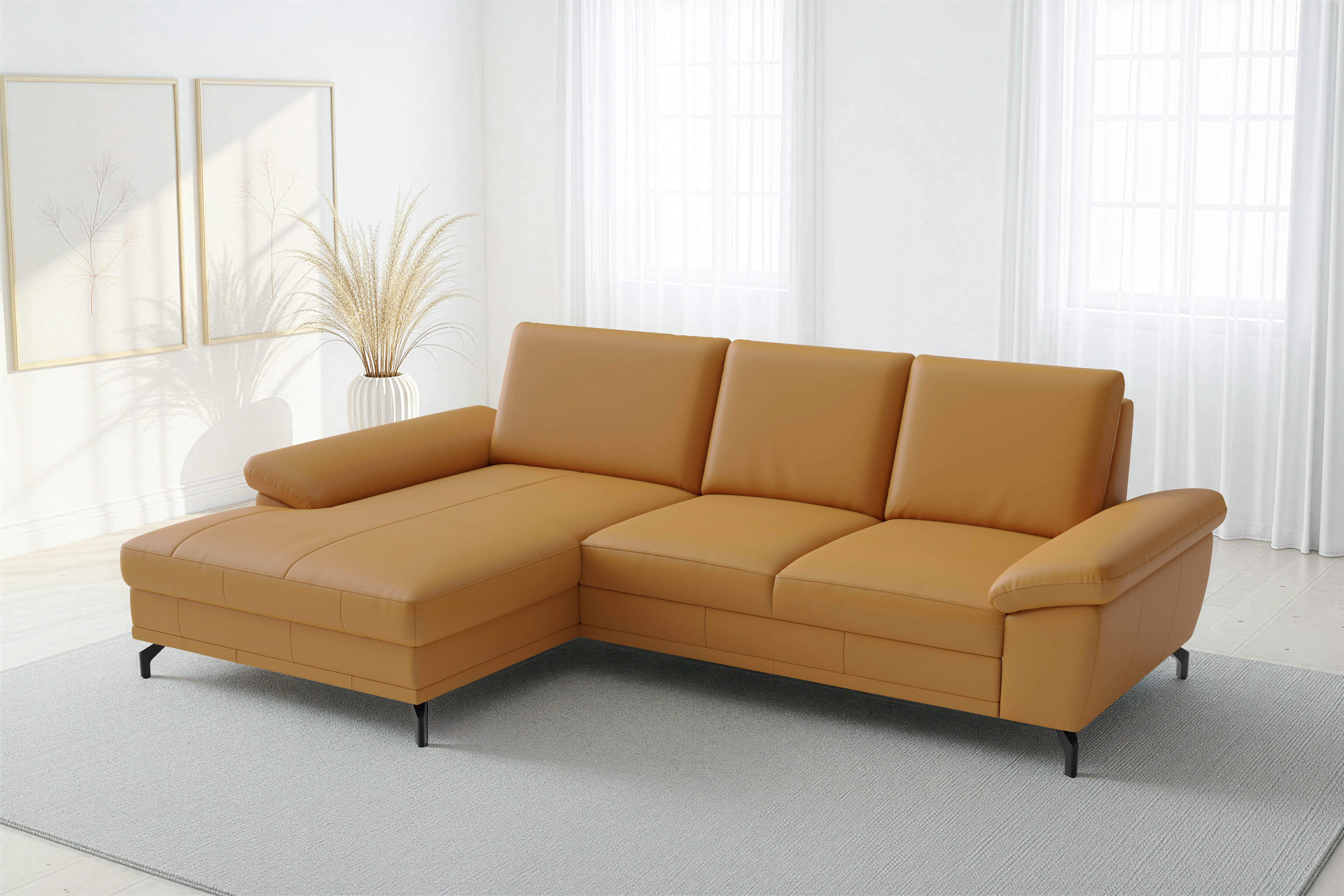 sit&more Ecksofa "Chelsea L-Form, B: 264 cm, Leder, inkl. Sitztiefen-&Armteilverstellung" optional mit Schlaffunktion und Bettkasten