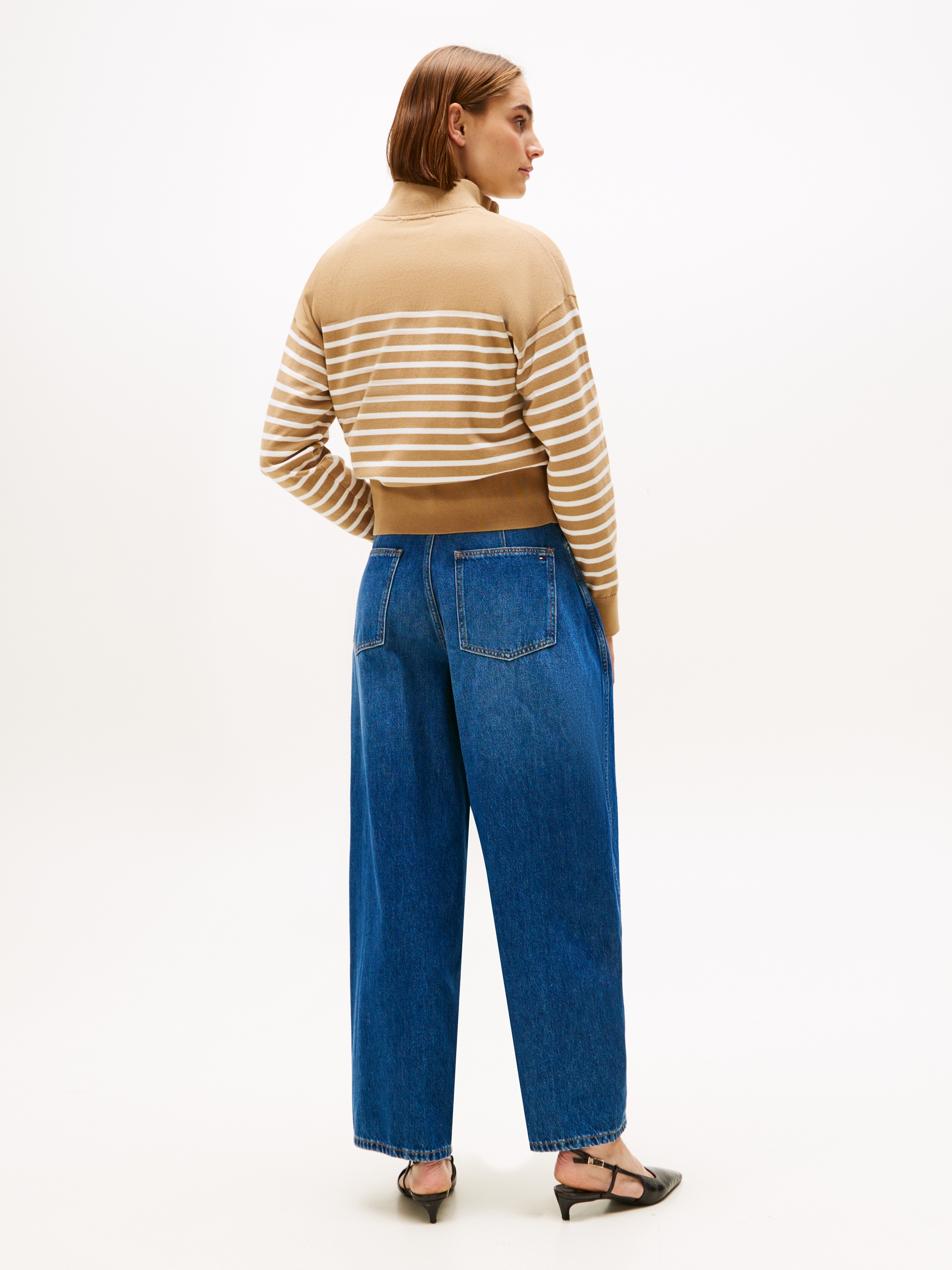 Tommy Hilfiger Strickpullover »CO JERSEY GOLD BTN MOCK-NK SWT«, mit goldfarbenen Knöpfen