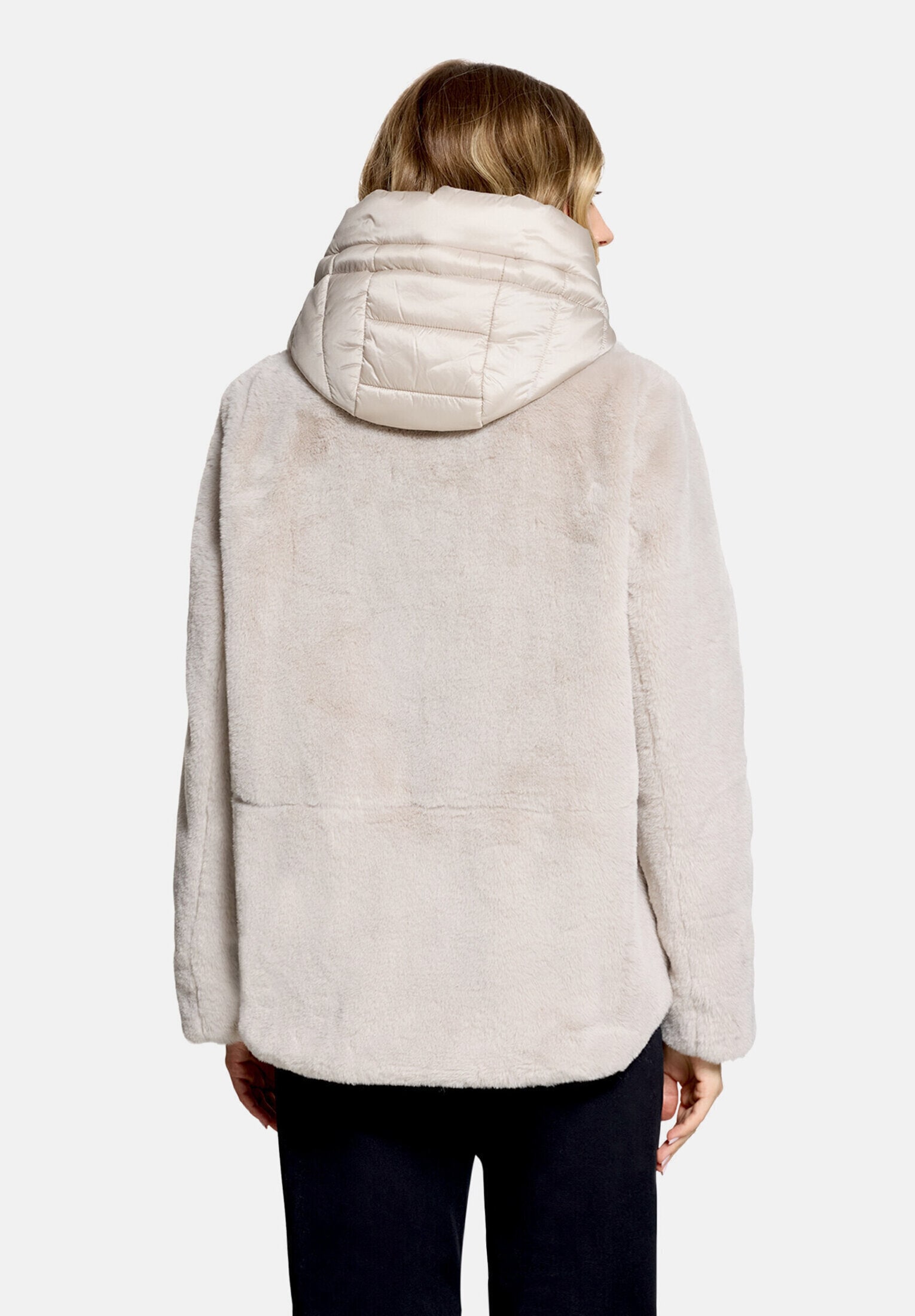 Amber & June Plüschjacke »Damen mit abnehmbarem Westenteil« mit Kapuze
