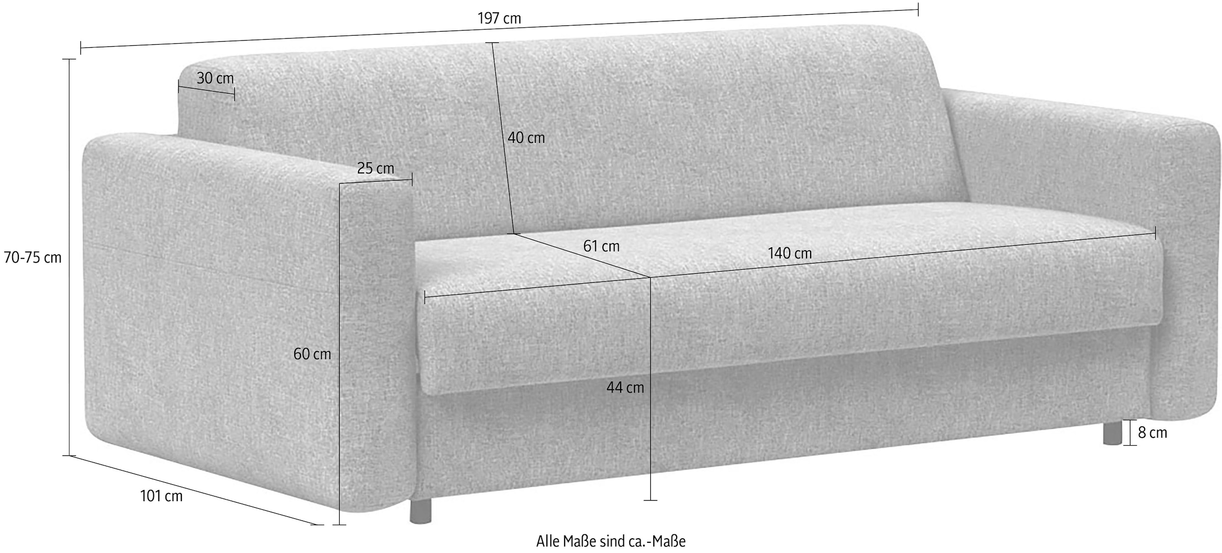 INNOVATION LIVING ™ 3-Sitzer »Killian hochwertige Dauerschlaffunktion, Design und extra Komfort,«, innenliegende Federkernmatratze; Schlafhöhe 55cm
