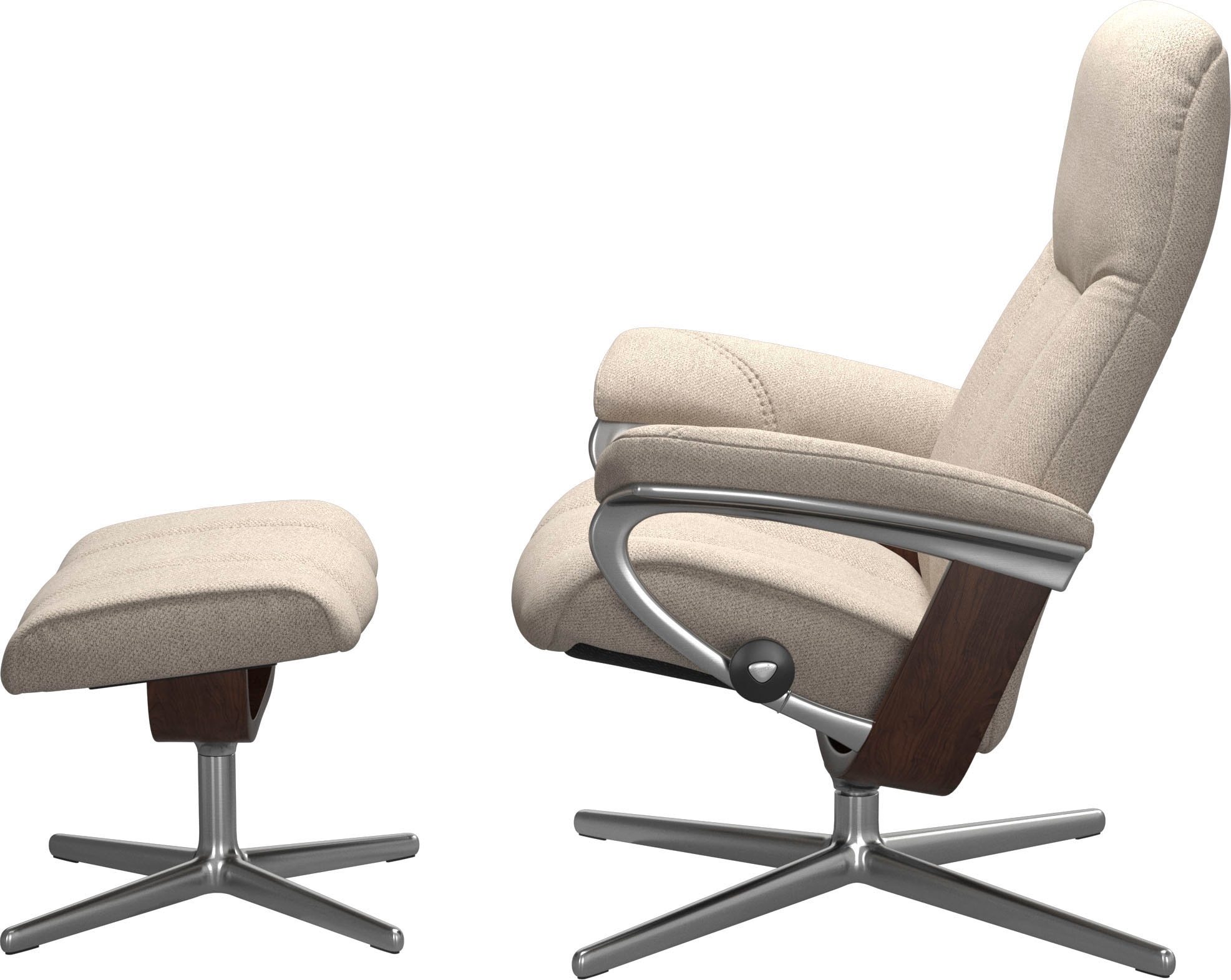 Stressless® Relaxsessel »Consul«, (Set, Relaxsessel mit Hocker), mit Hocker, mit Cross Base, Größe S, M & L, Holzakzent Braun