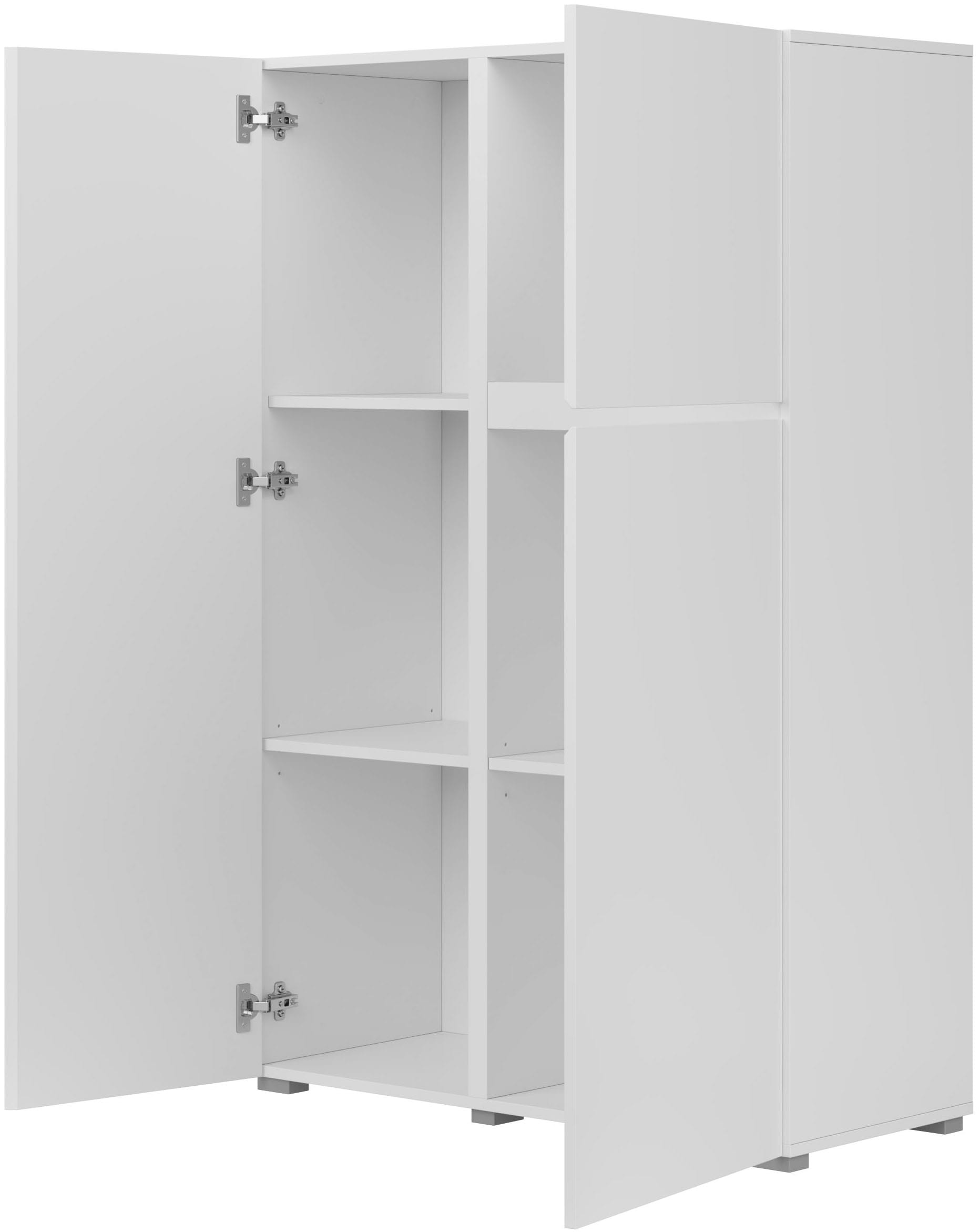 INOSIGN Highboard »Asymetric, Breite 92 cm, moderne grifflose Hochkommode mit 3 Türen«, Hochschrank mit viel Stauraum, Einlegeböden verstellbar, Türkommode