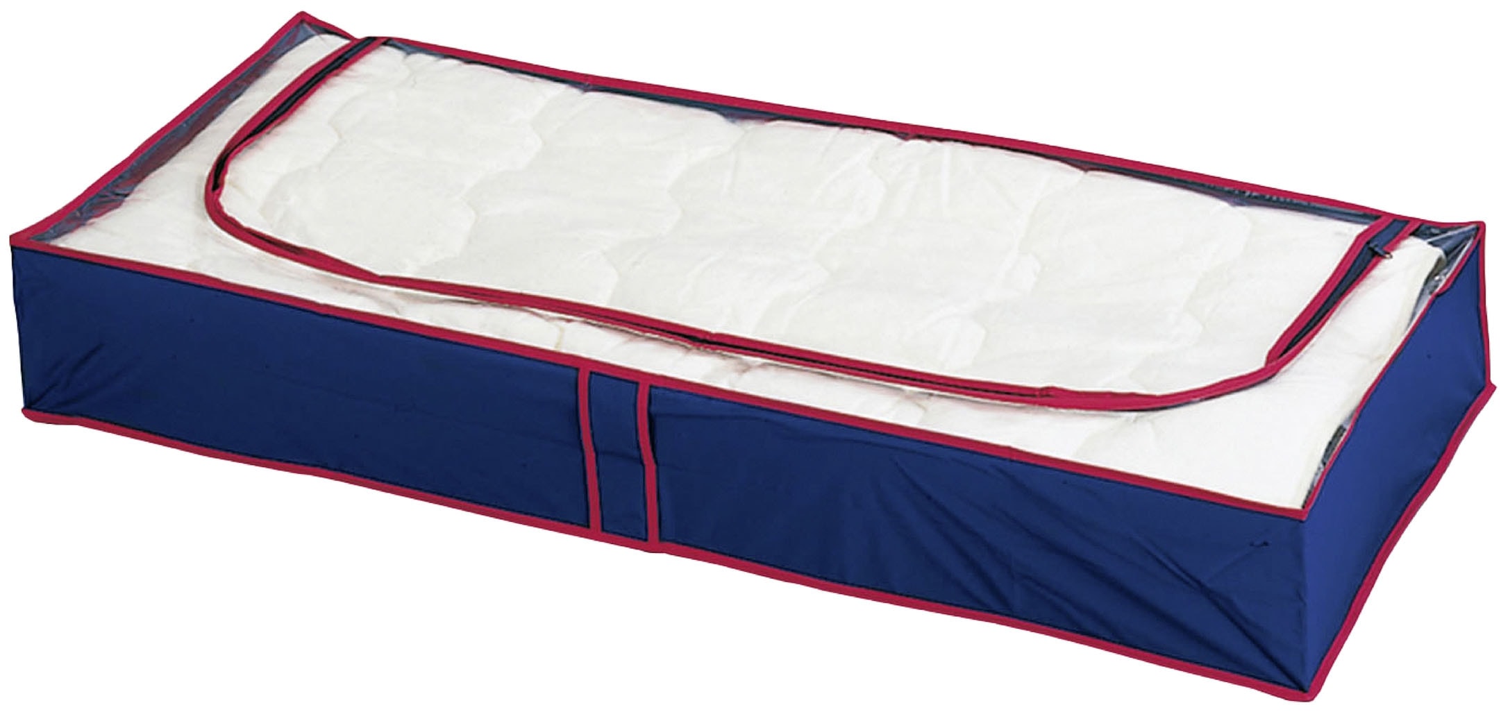 MAXIMEX Unterbettkommode "Blau-Rot", B:100cm H:15cm T:45cm, blau, Aufbewahrungsboxen, Aufbewahrungsbox für Kleidung, platzsparend, Schutz vor Staub &