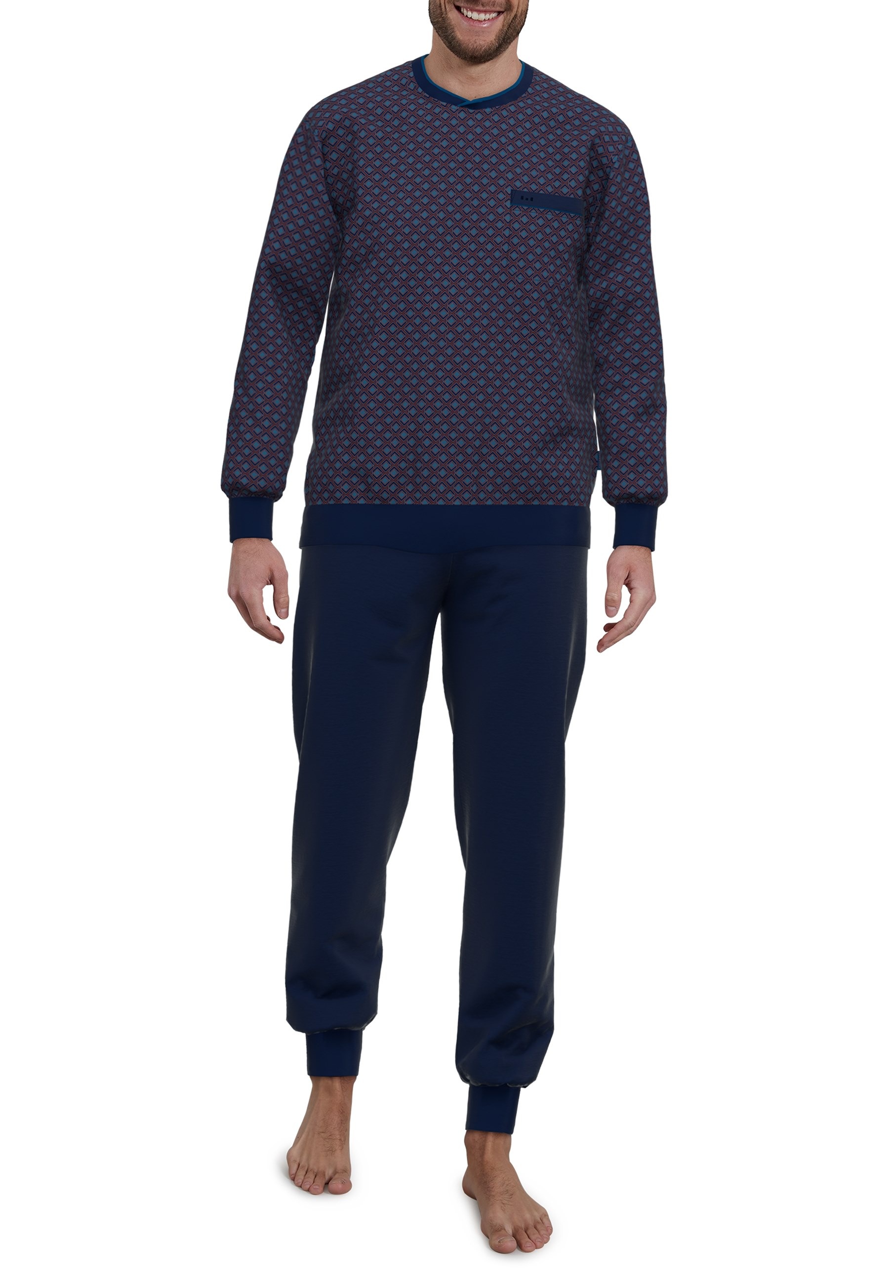 GÖTZBURG Pyjama »Zartbitter«, (2 tlg.), Langarm, Rundhalsausschnitt, Brusttasche