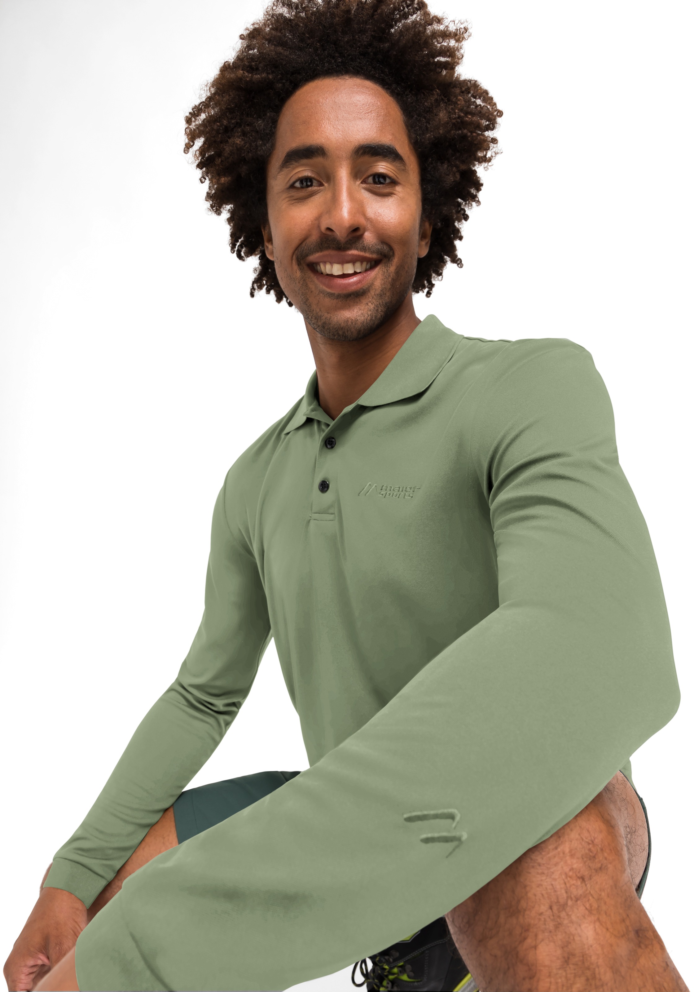 Maier Sports Poloshirt »Ulrich L/S«, Herren Funktionsshirt, langarm Freizeitshirt mit Hemdkragen, Reg. Fit