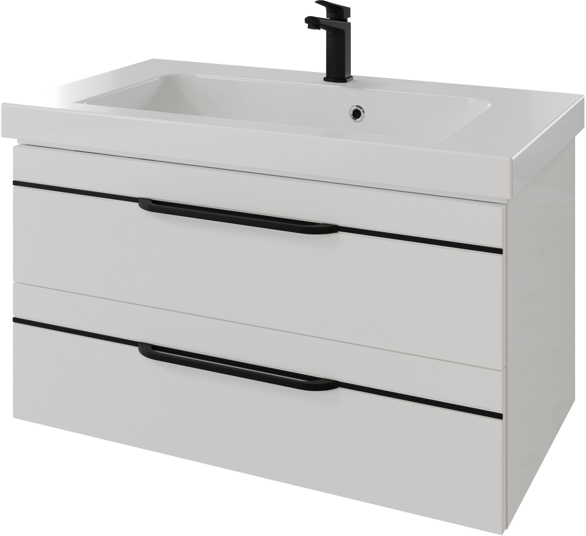 Saphir Badmöbel-Set »Balto 2-teilig Mineralmarmor-Waschtisch mit LED-Spiegel, Waschplatz«, (2 St.), 92 cm breit, mit 2 Schubladen, Badschrank inkl. Schubladendämpfer