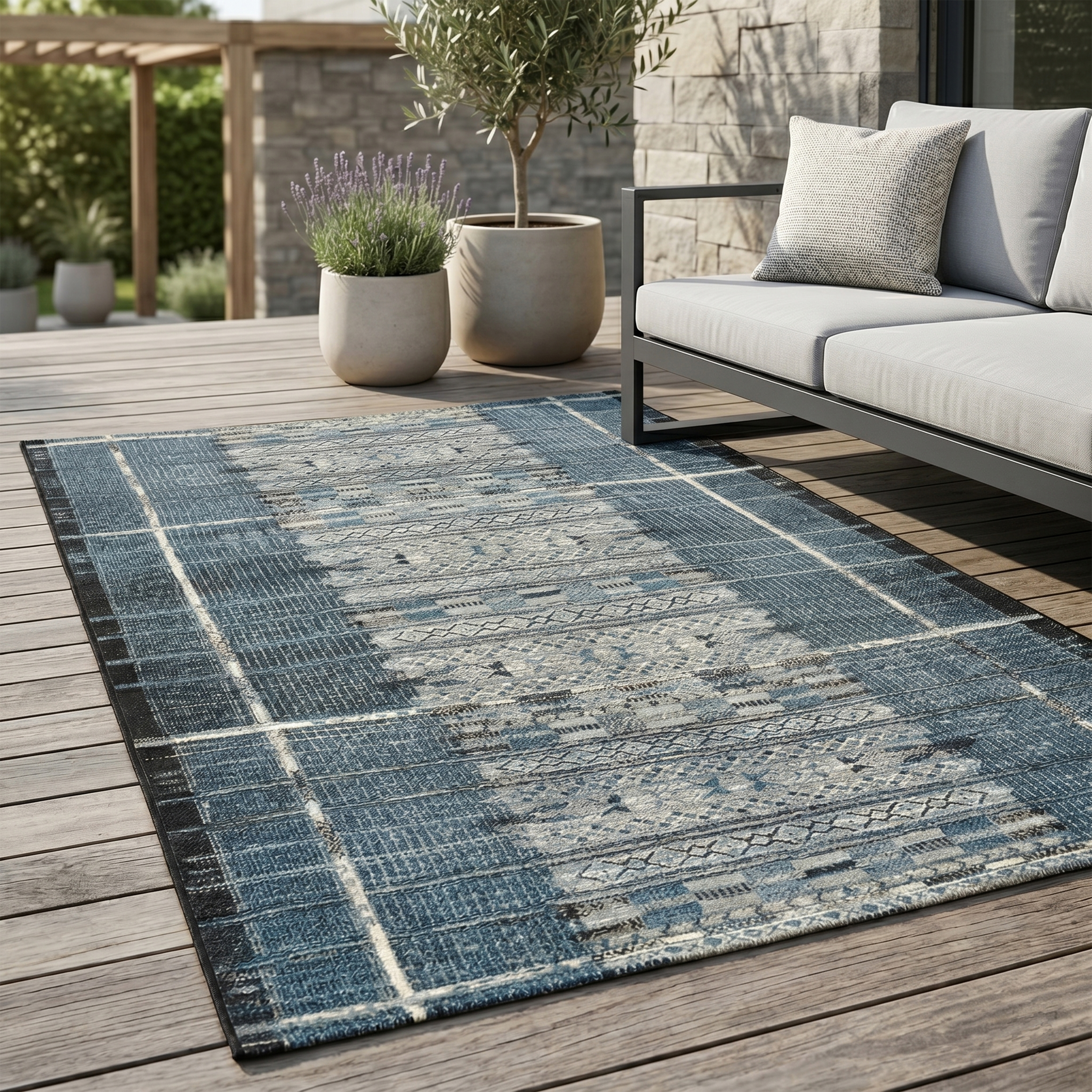 Gino Falcone "Outdoor-Africa 38" rechteckig 5 mm Höhe Flachgewebe, Ethno Style, In- und Outdoor geeignet