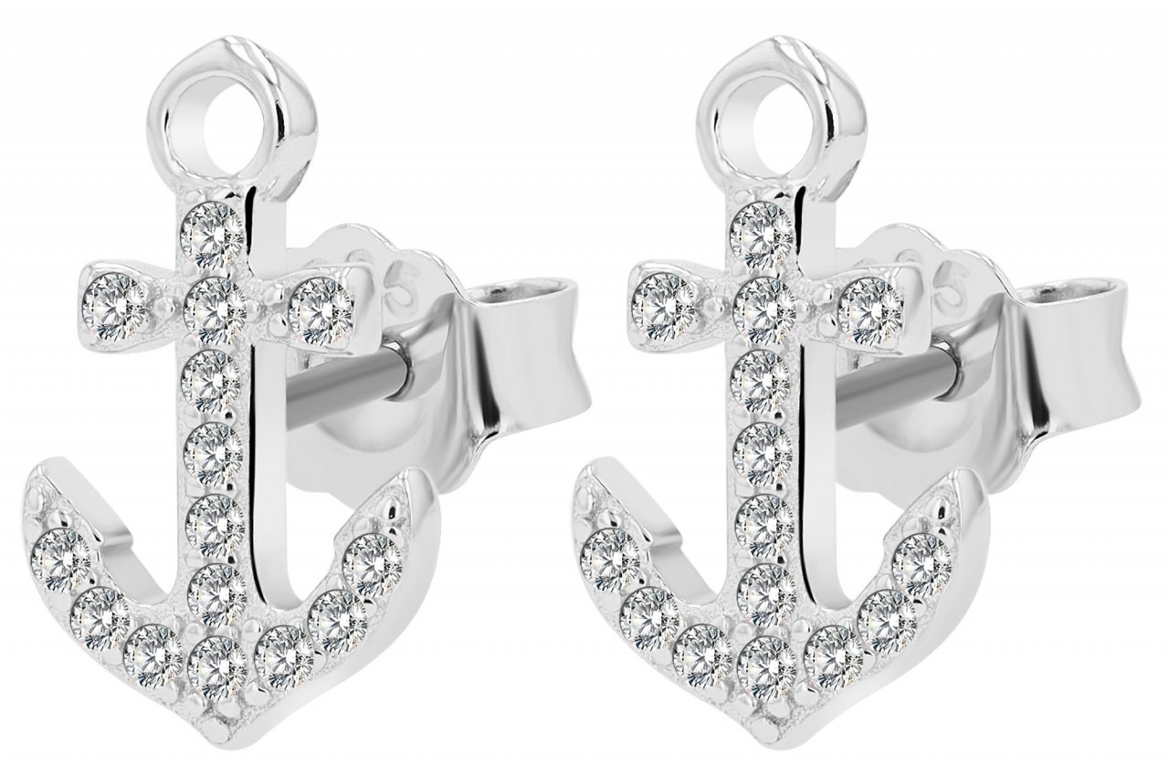 Adelia´s Paar Ohrhänger »Damen Ohrstecker aus rhodiniertem 925 Sterling Silber mit Anker«