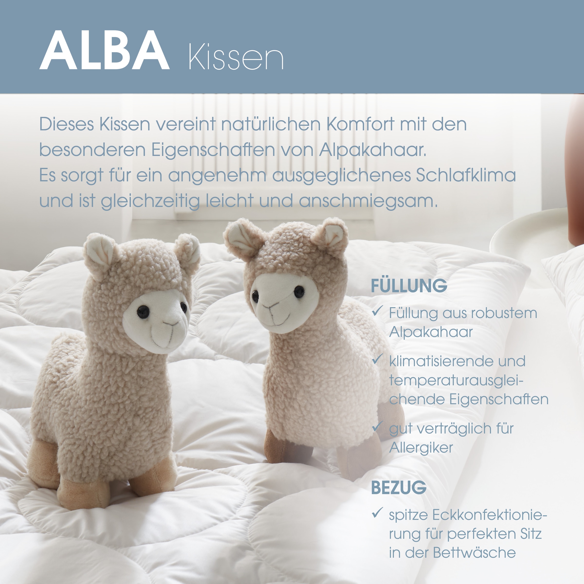 Schlaraffia Kopfkissen »Alba, Kopfkissen 40 x 80 cm« 1 Stk. tlg.