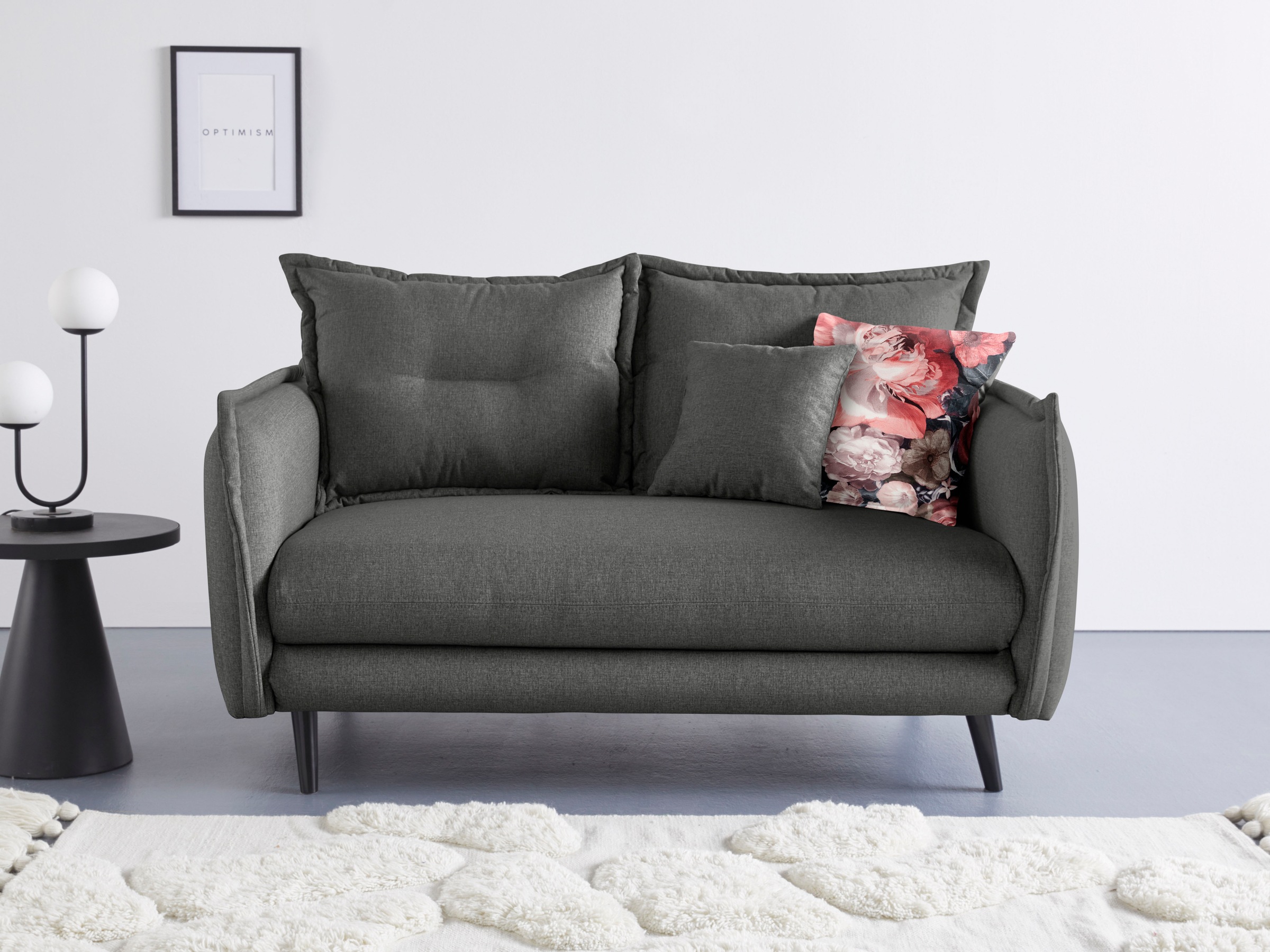 Home affaire 2-Sitzer "Levke, 162 cm breit, modern und bequem" Struktur fein, inkl. Rücken- und Zierkissen