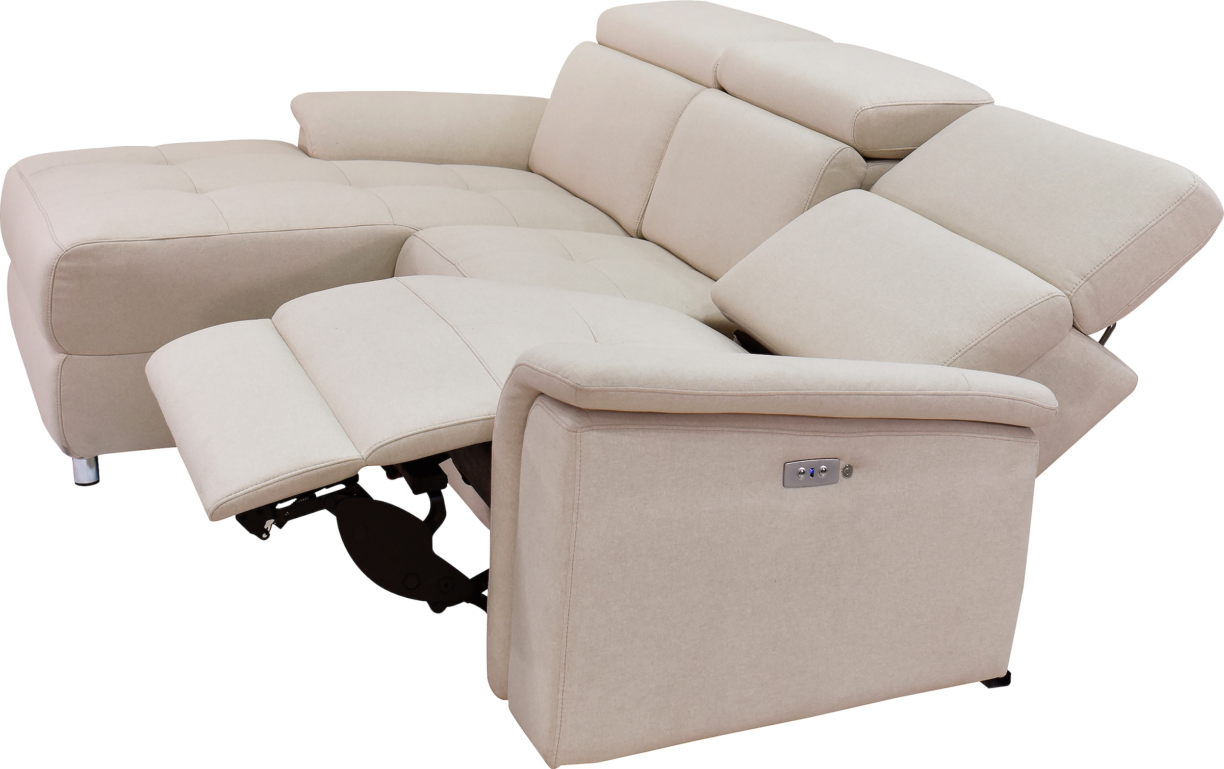 Places of Style Ecksofa »Pareli, L-Form, 259cm,m. Recamiere, Echtleder, Kunstleder, Webstoff«, man. o. elektr. Relaxfunktion, USB/Kopfteilverstellg u. LED