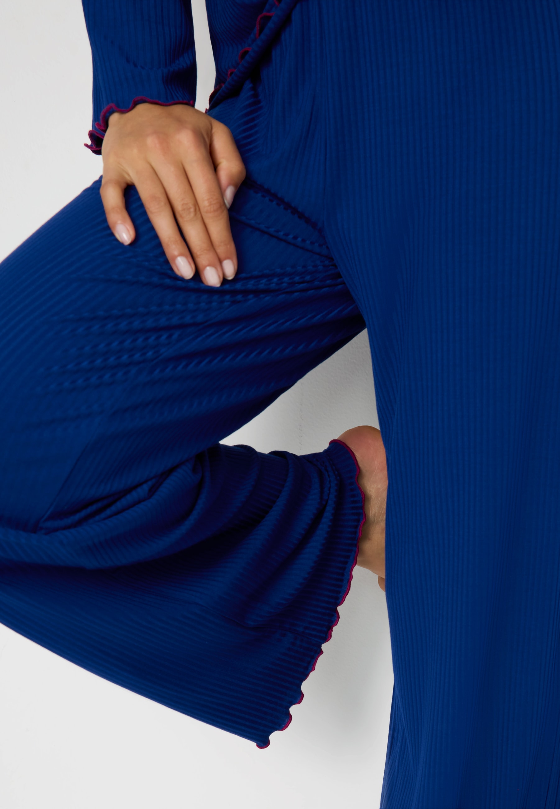 LSCN by LASCANA Pyjama Set, 2 Stk. mit süßen Kräuselsäumen