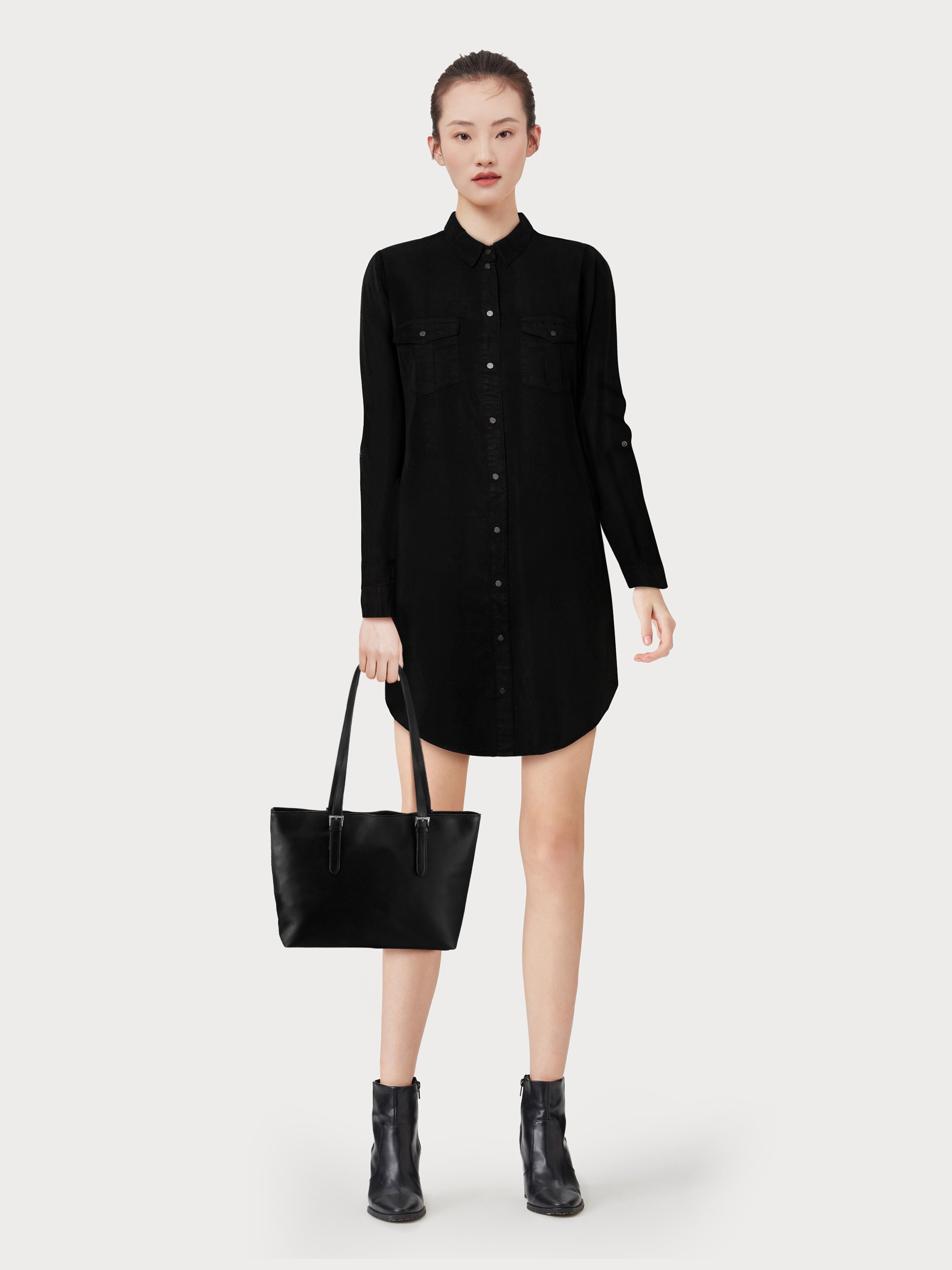 Thumbnail - Vero Moda Jeanskleid "VMSILLA" Brusttaschen  Eingrifftaschen