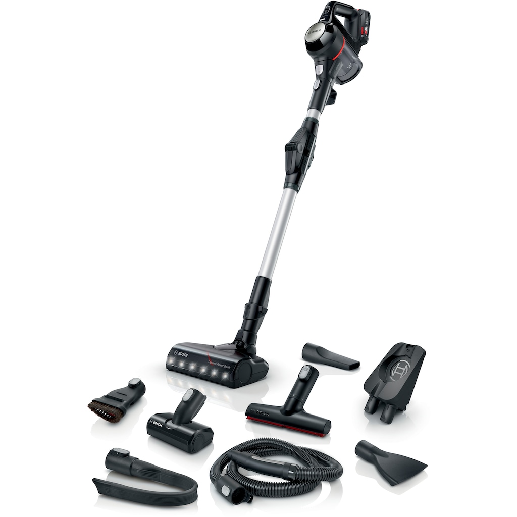 BOSCH Akku-Stielstaubsauger »Unlimited 7 BKS711XXL, Knickrohr, Hygiene-Filter, 10 J. Motorgarantie«, LED-Licht, hohe Saugkraft, lange Laufzeit, Mini-Turbo-Düse, schwarz