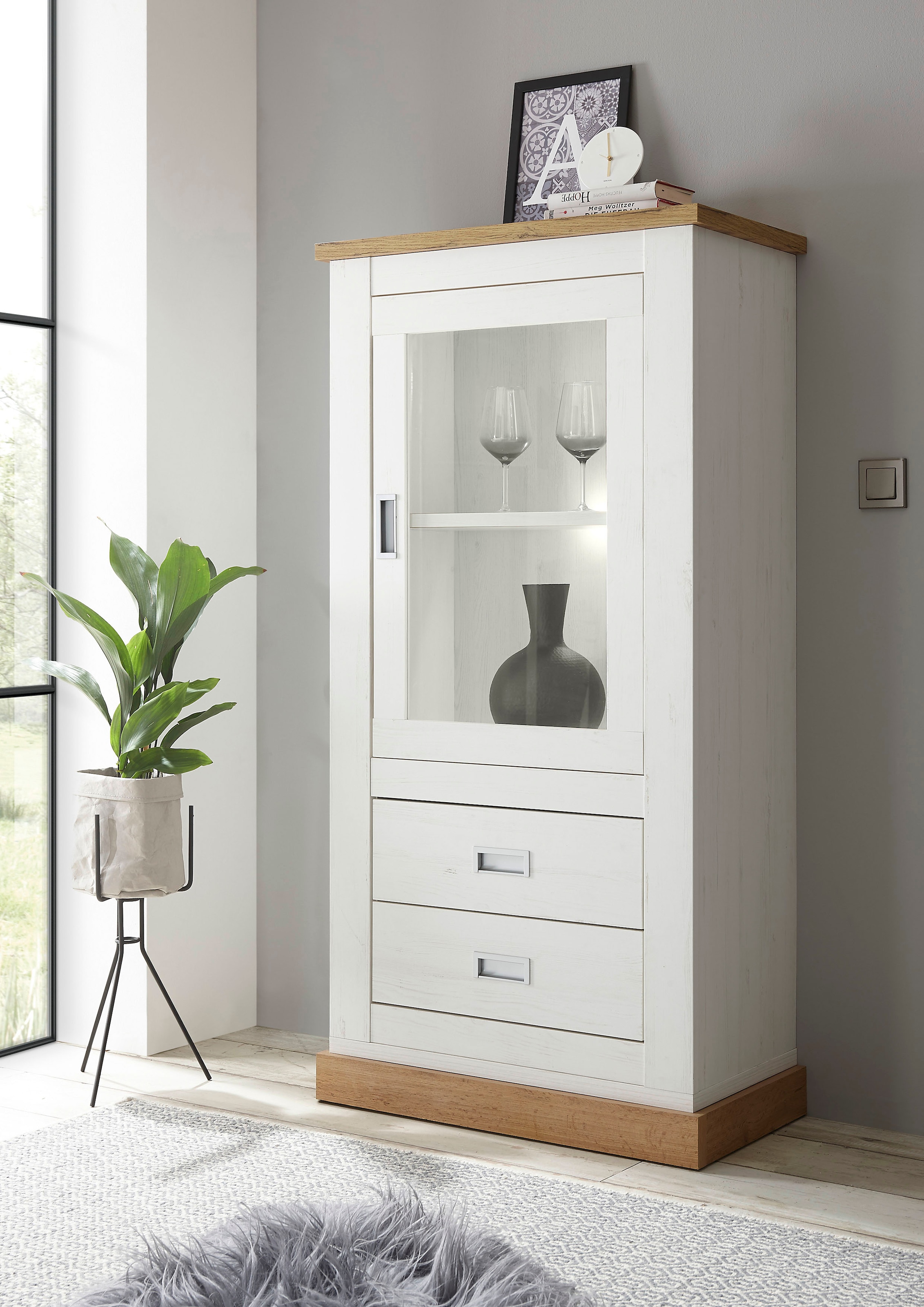 Home affaire Vitrine "Orlando, moderner Hochschrank, Glasvitrine im Landhau günstig online kaufen