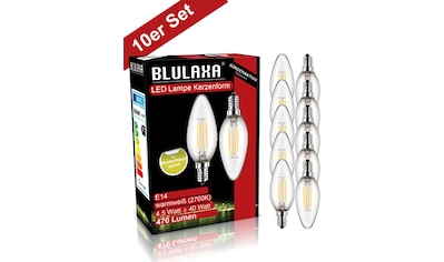 10 BAUR BLULAXA Warmweiß, »Retro E14, kaufen | 10er-Set, Kerzenform, LED-Filament klar Multi«, St., Filament, Promotion-Pack