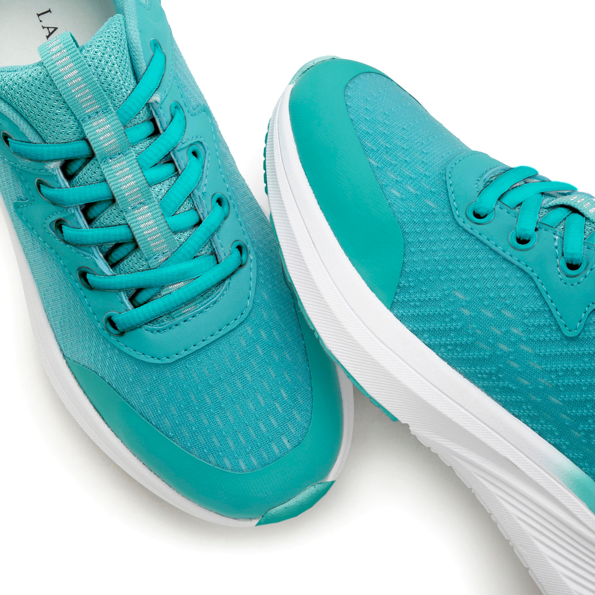 Sneaker LASCANA "Turnschuhe", Damen, Gr. 38, blau (türkis), Obermaterial: 70% Textilmaterial, 30% Lederimitat. Decksohle: 100% Textilmaterial. Futter: 100% Textilmaterial. Laufsohle: 100% Synthetik, unifarben, Basic, Schuhe Sneaker, Freizeitschuh, Schnürh 3