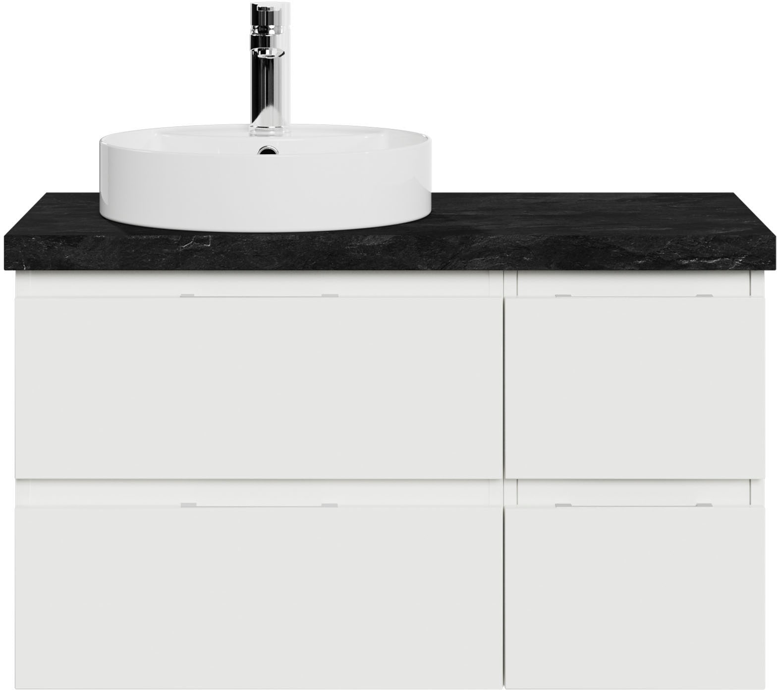 Saphir Waschtisch "Serie 4035 Keramik-Aufsatzbecken mit Unterschrank, 88 cm breit", Waschplatz mit 4 Schubladen, Griffug
