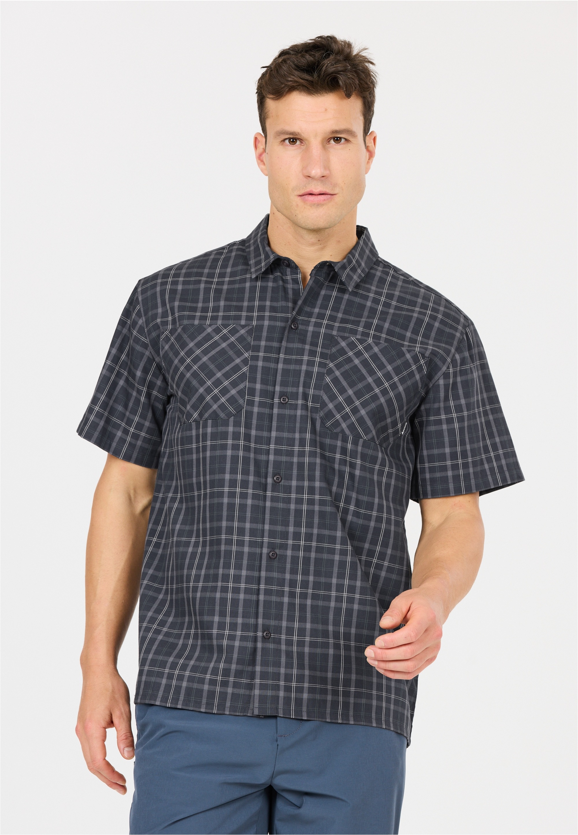 Outdoorhemd WHISTLER "Leslies", Herren, Gr. 5XL, US-Größen, dunkelgrau, 60% Baumwolle, 40% Viskose, kariert, ohne Ausschnitt, Hemden, relaxed fit