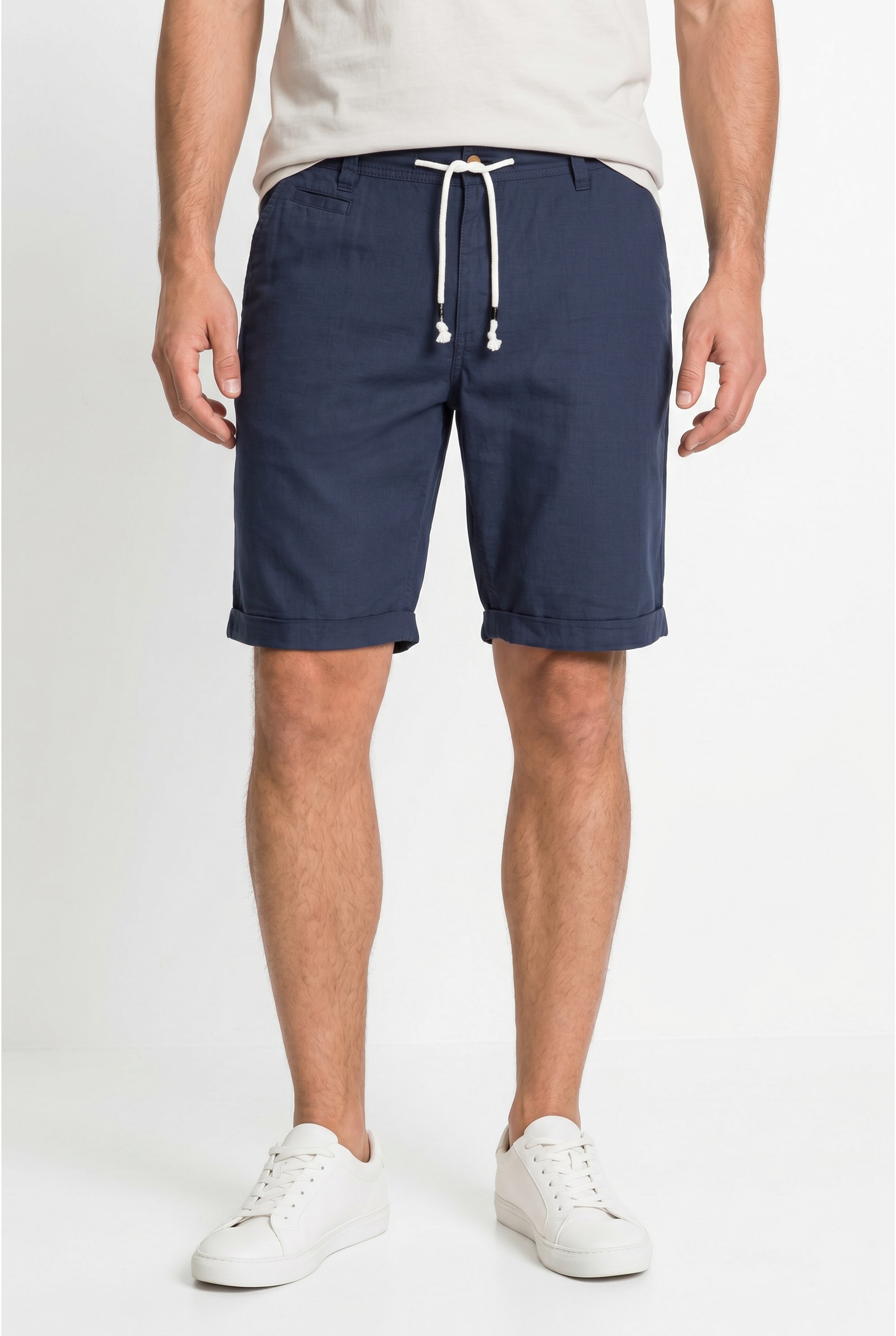 bonprix aus Leinen-Baumwoll-Mix, Regular Fit, mit Bindeband am Bund