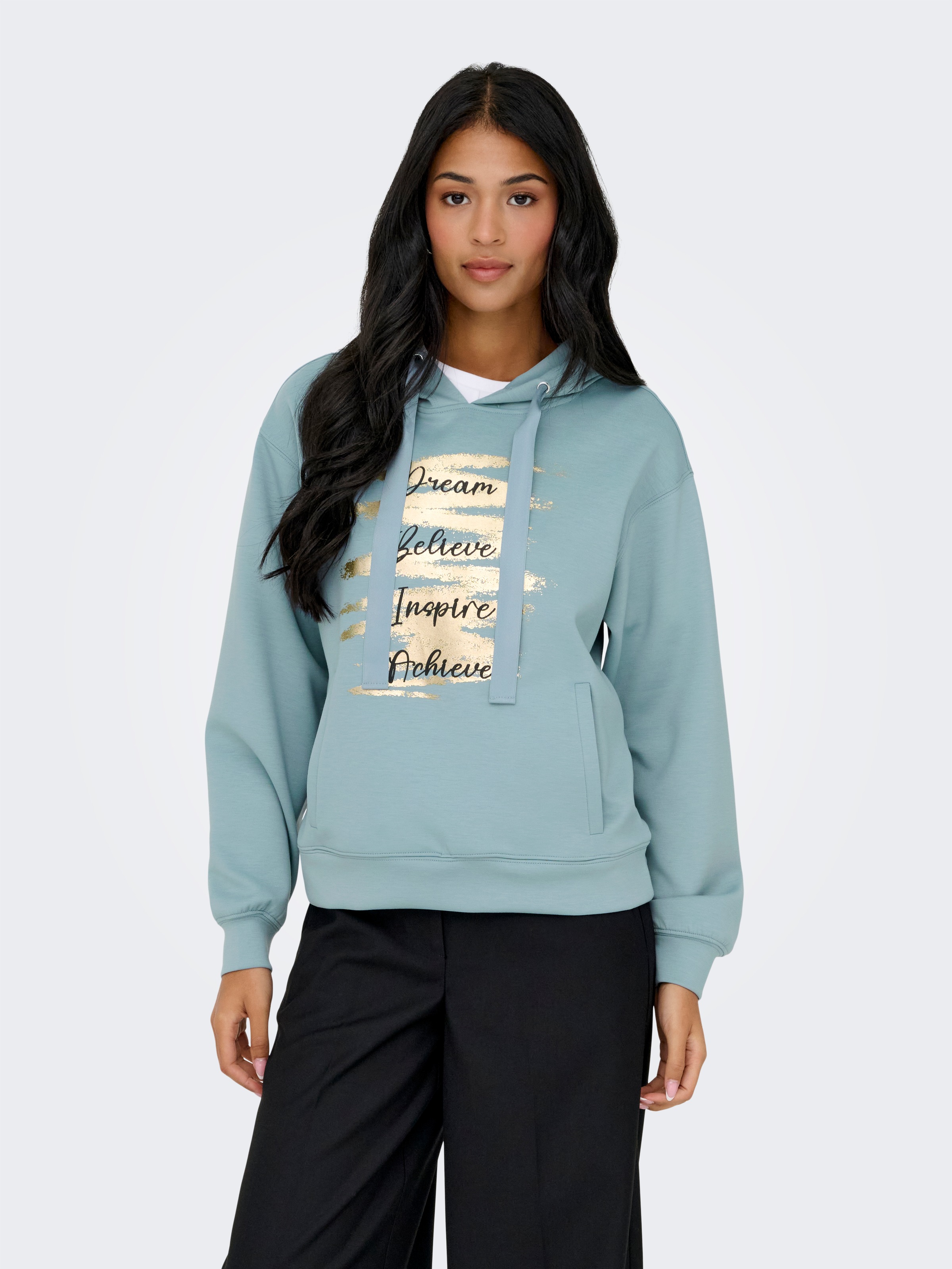 ONLY Kapuzensweatshirt "ONLALINA LIFE L/S PRINT HOOD SWT" günstig online kaufen