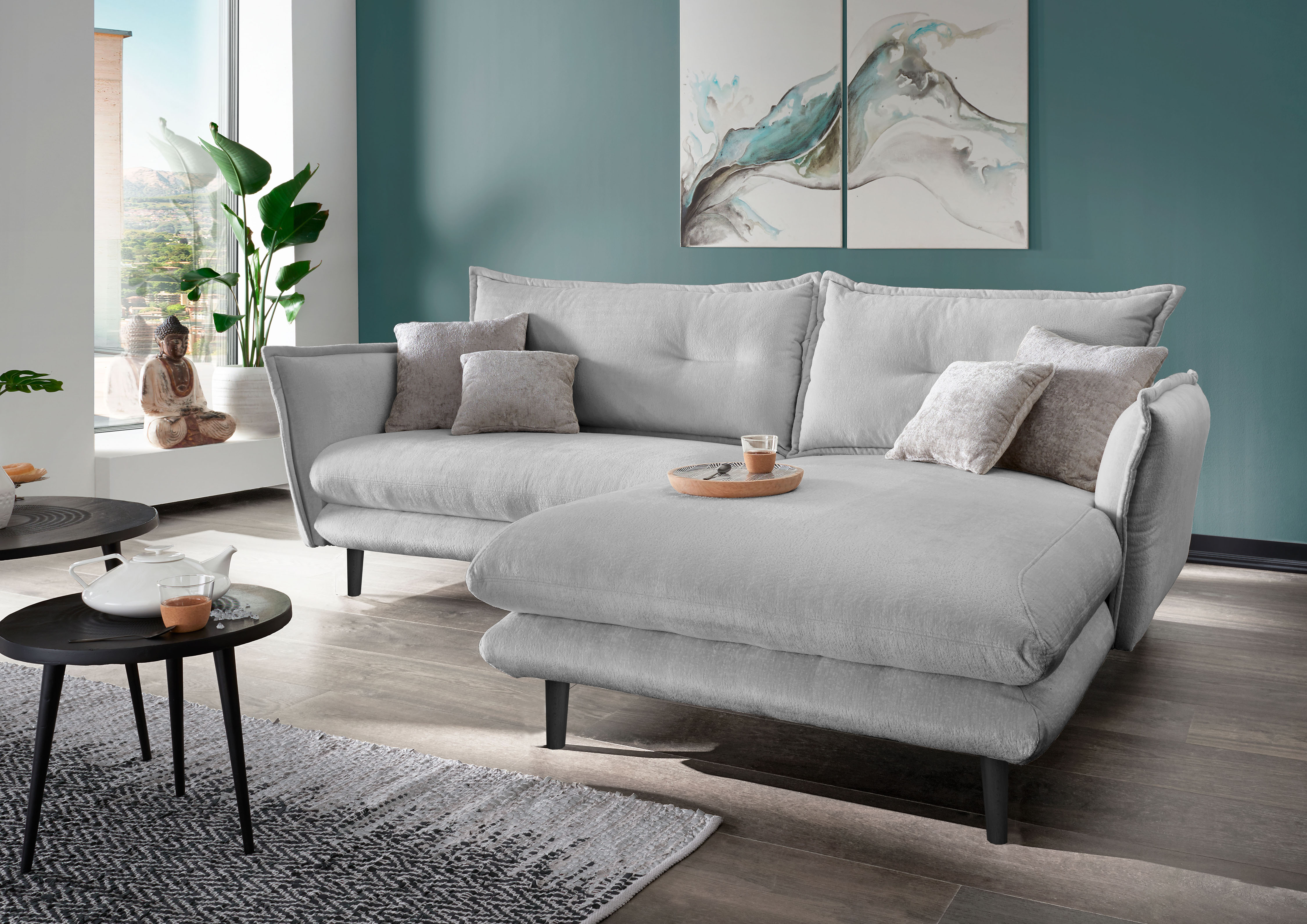 Home affaire Ecksofa "Levke, 255 x 180 cm, modern und bequem" Webstoff, L-Form, inkl. Rücken- und Zierkissen