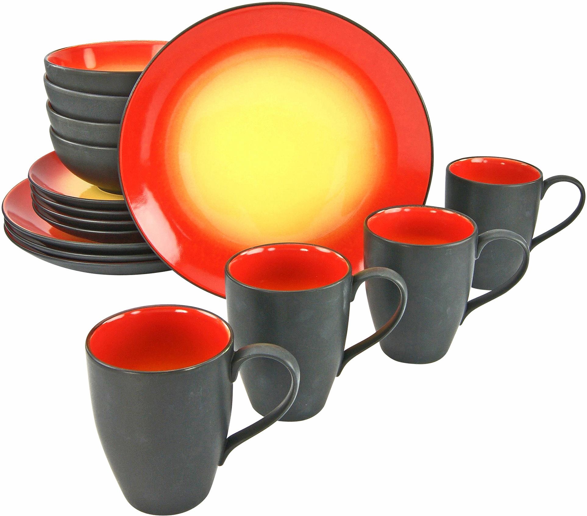 CreaTable Kombiservice "Geschirr-Set HOT", (Set, 16 tlg., Kaffeeservice und Tafelservice im Set, für 4 Personen), Servic