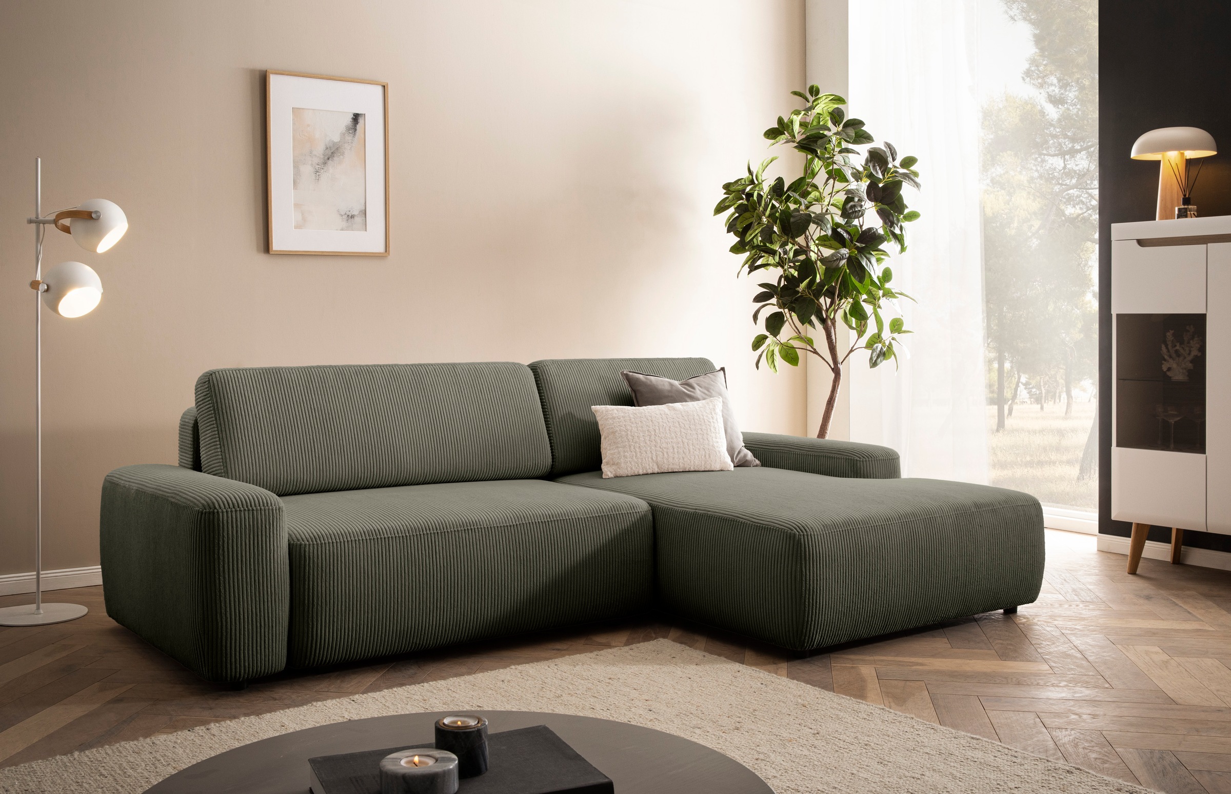 INOSIGN Ecksofa "TORGE (264cm), Schlafsofa in Cord, Samtvelours o Struktur günstig online kaufen