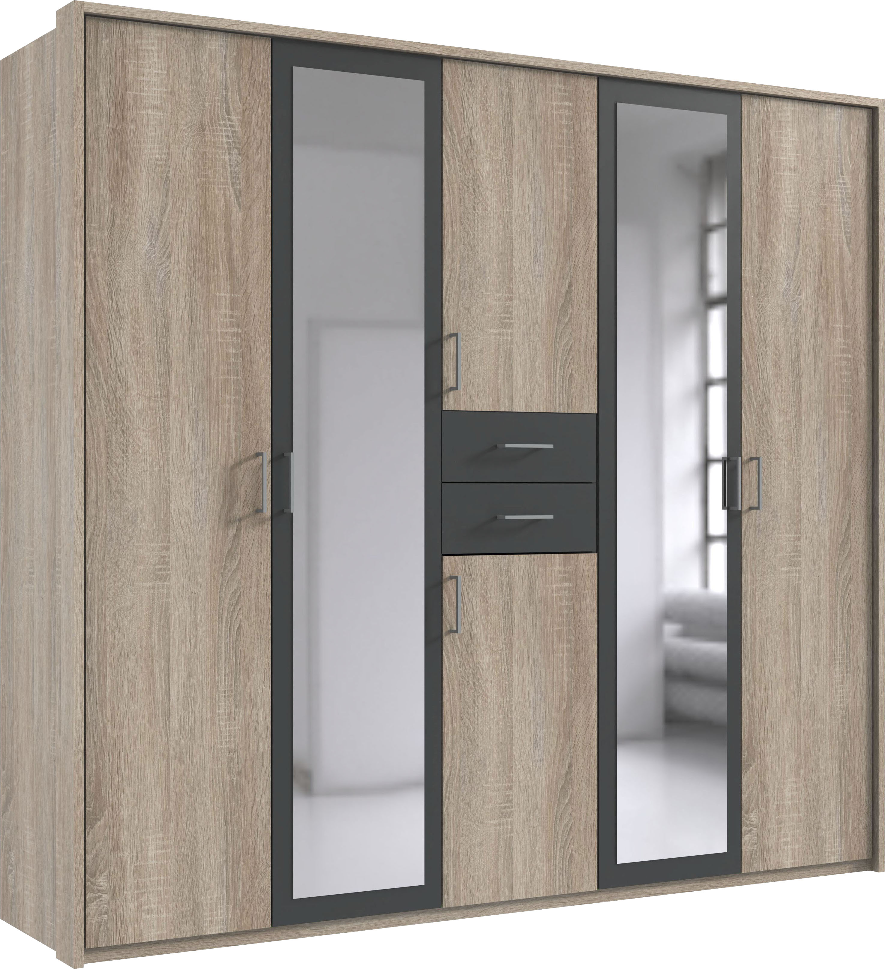 Wimex Kleiderschrank "Diver Drehtürenschrank mit Spiegel, in der Breite: 225cm" Bestseller Schlafzimmerschrank wahlweise 3 Innenausstattungen