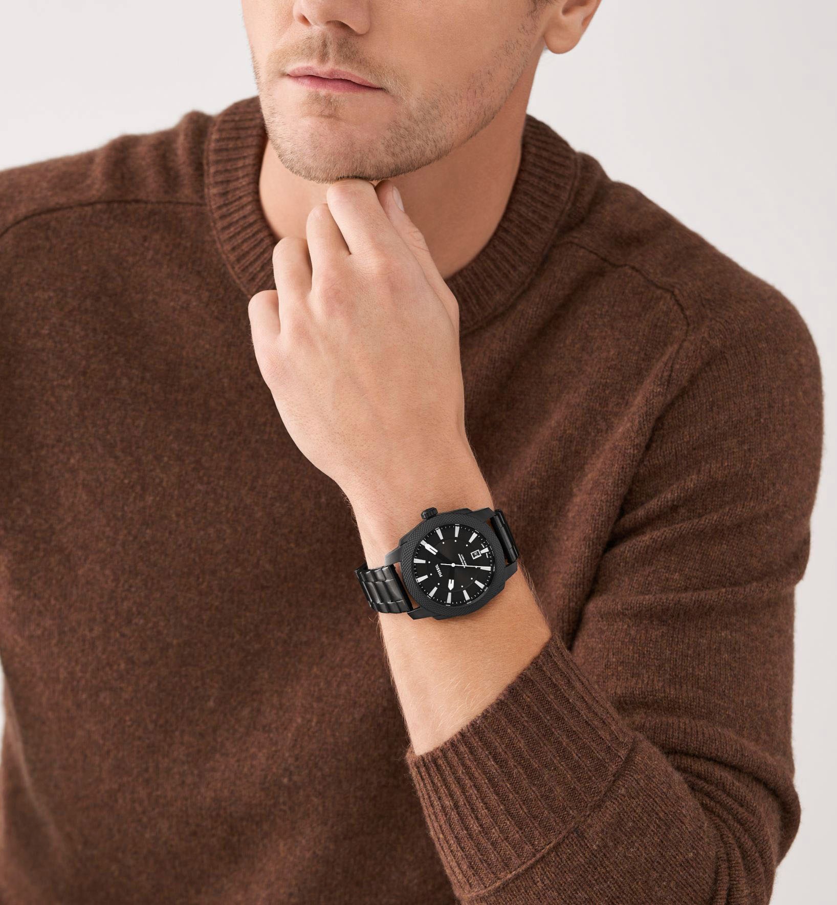 Fossil Quarzuhr »MACHINE«, Armbanduhr, Herrenuhr, Datum, Edelstahlarmband, bis 10 bar wasserdicht