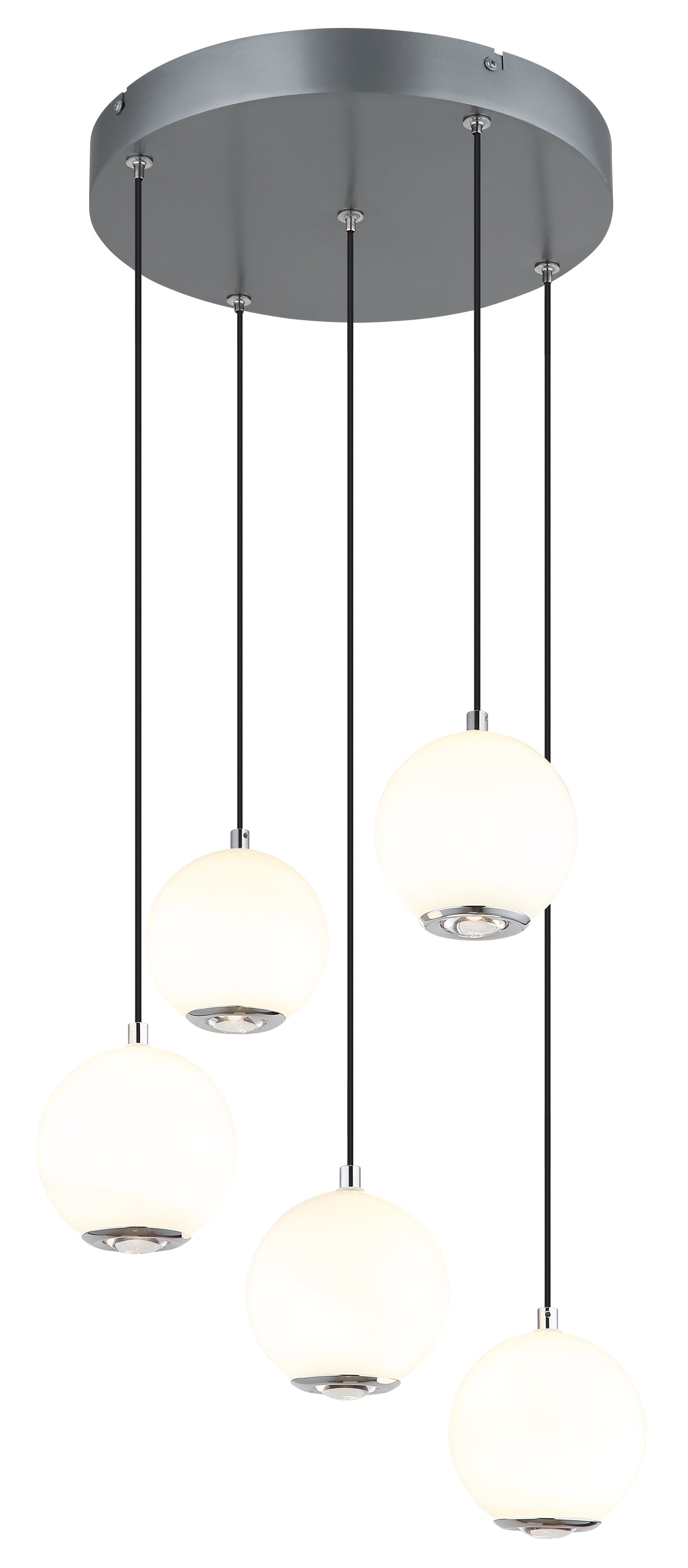 GLOBO LIGHTING Hängeleuchte »SIMMONS« LED-Modul 1 Stk. Hängeleuchte grau matt mit Glaskugeln und Acryl, Memoryfunktion