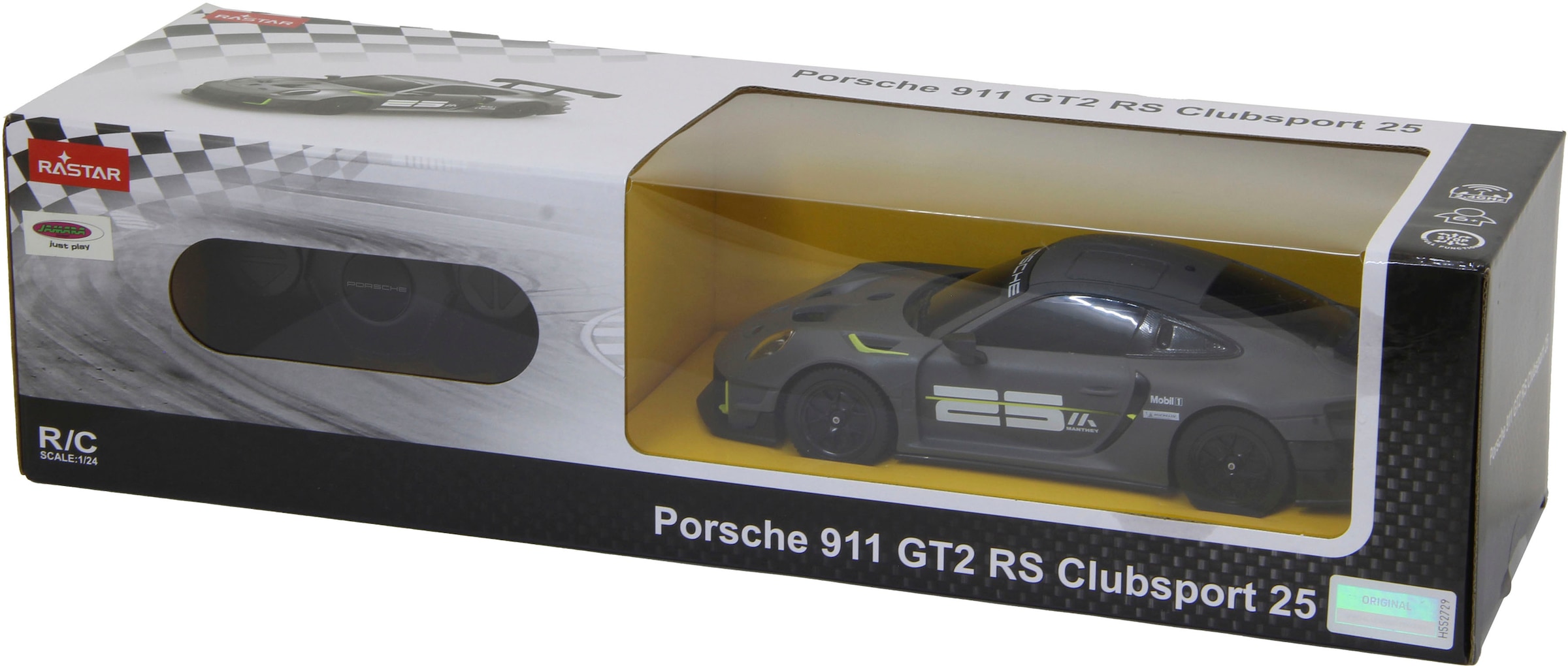 Jamara RC-Auto »Deluxe Cars, Porsche 911 GT2 RS Clubsport 25 1:24, grau - 2,4 GHz«