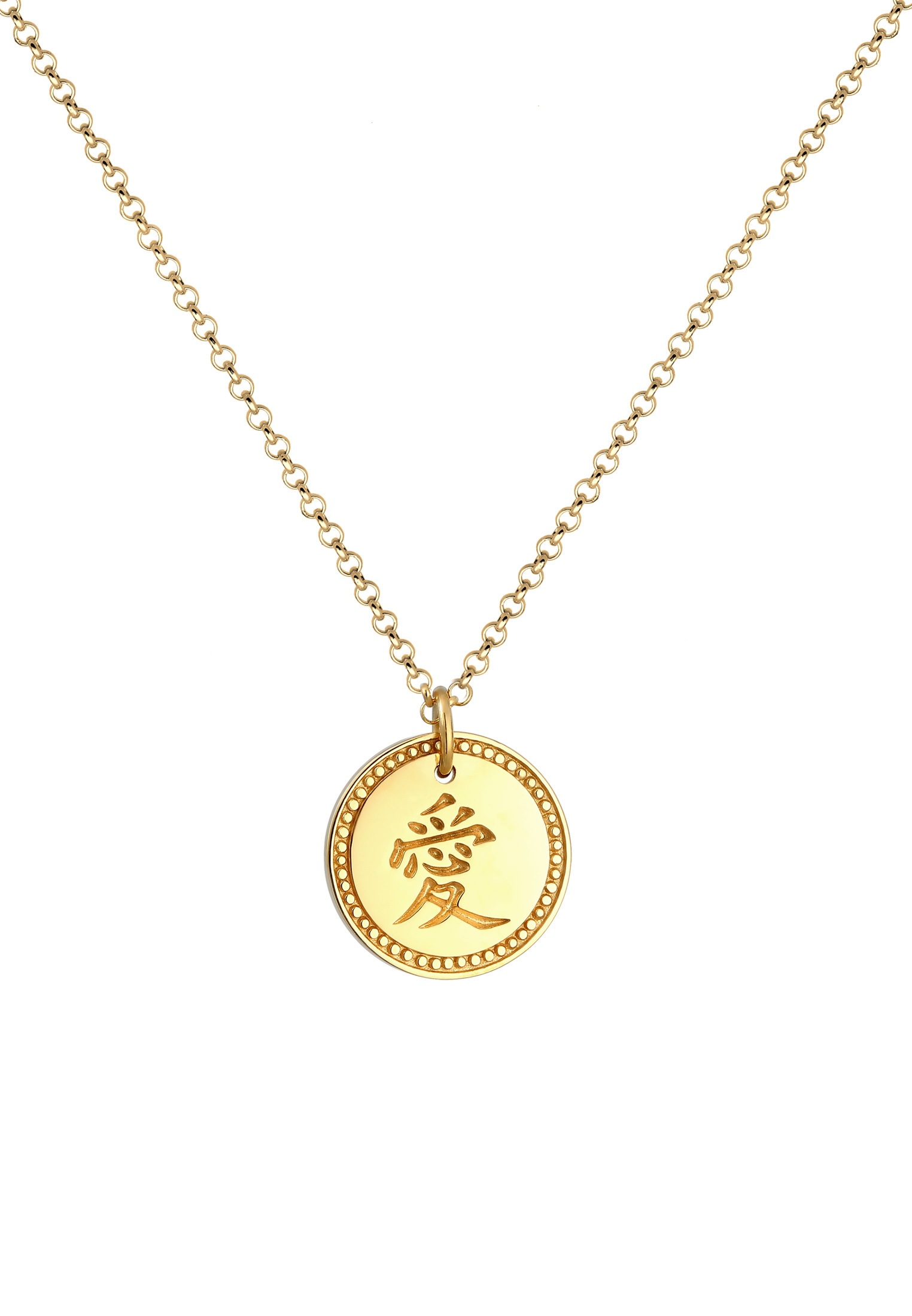 Elli Kette mit Anhänger »Chinesische Liebe Zeichen Münze Coin 925 Silber«