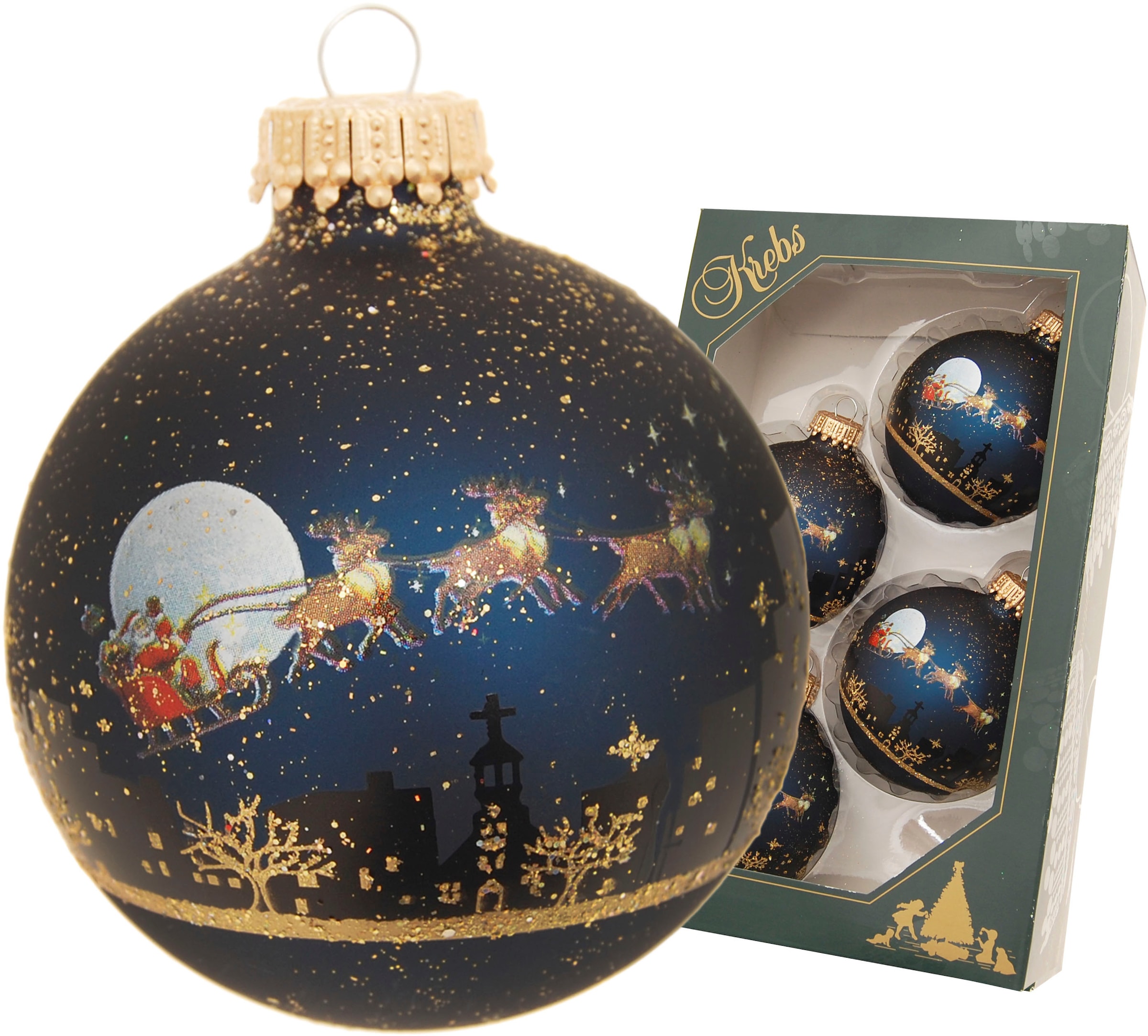 Krebs Glas Lauscha Weihnachtsbaumkugel »Midnight Glas Weihnachtsdeko, Christmas«, Christbaumschmuck, St.), 4 (Set, | aus before bestellen Christbaumkugeln BAUR