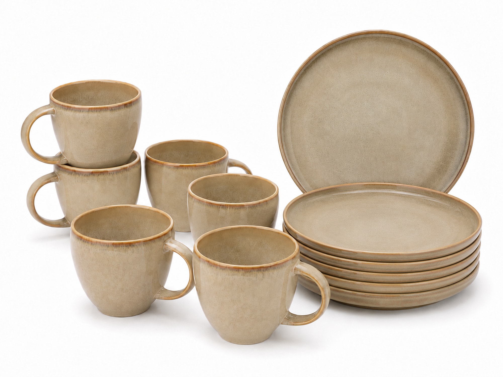 Cosy & Trendy Frühstücks-Geschirrset "Conico, Geschirr-Set, 12-tlg." Steinzeug, für 6 Personen, rund, spülmaschinengeeignet