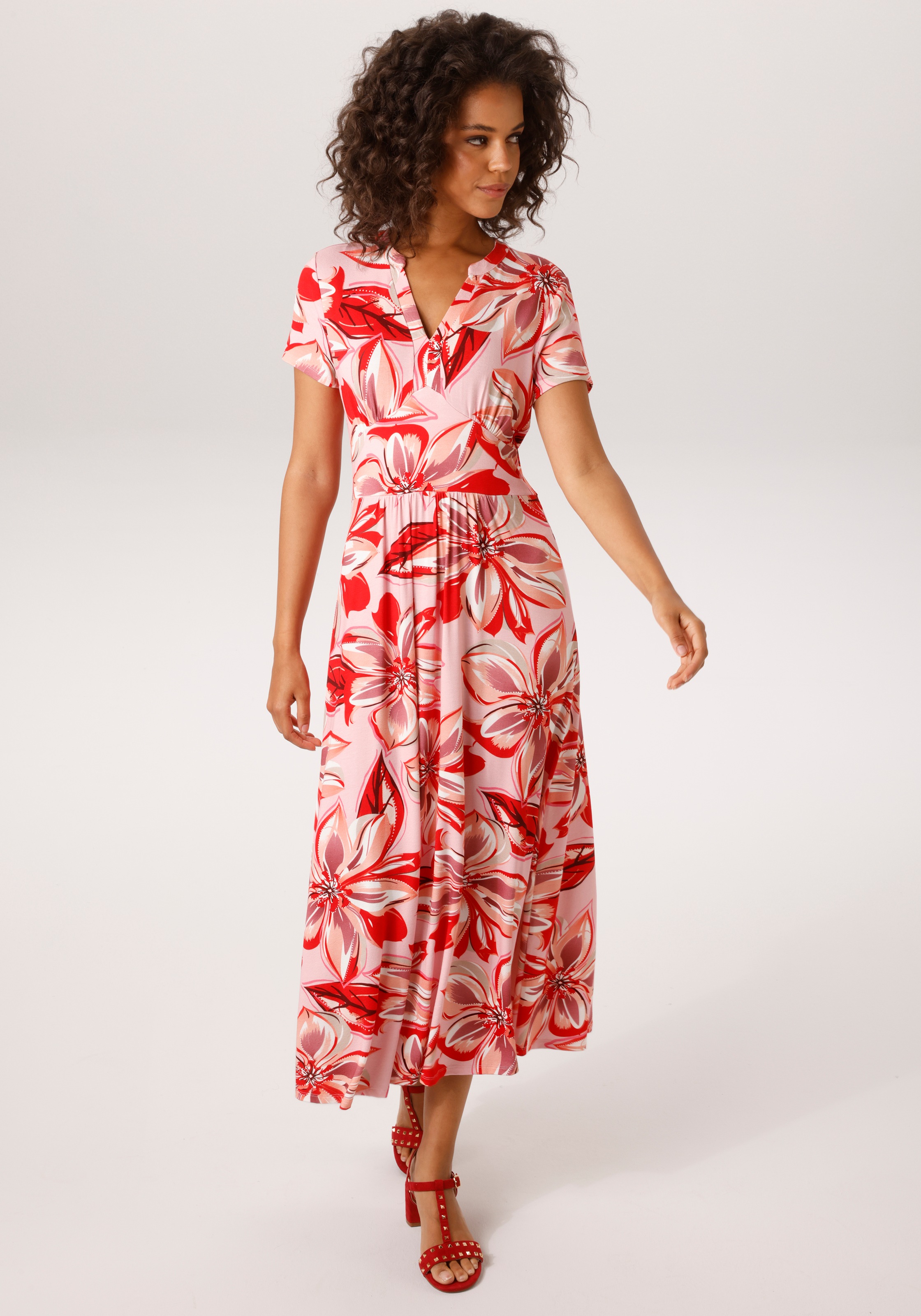 Aniston CASUAL Sommerkleid mit farbharmonischen, großflächigen Blüten bedru günstig online kaufen