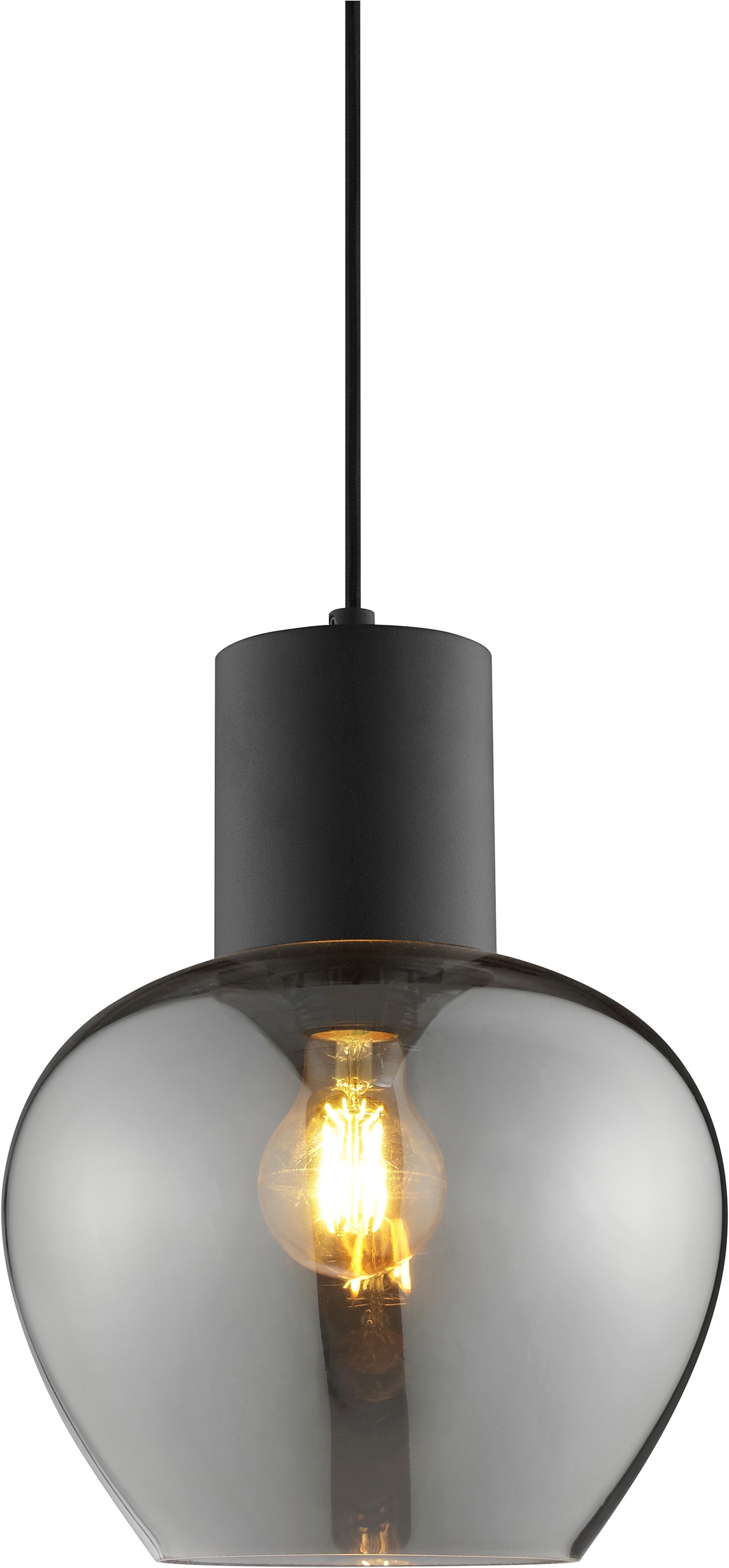 Brilliant Pendelleuchte »Ligari« E27 1 Stk. Höhe 150 cm, Fassung E27, teilw. GU 10, Aluminium Rauchglas, schwarz