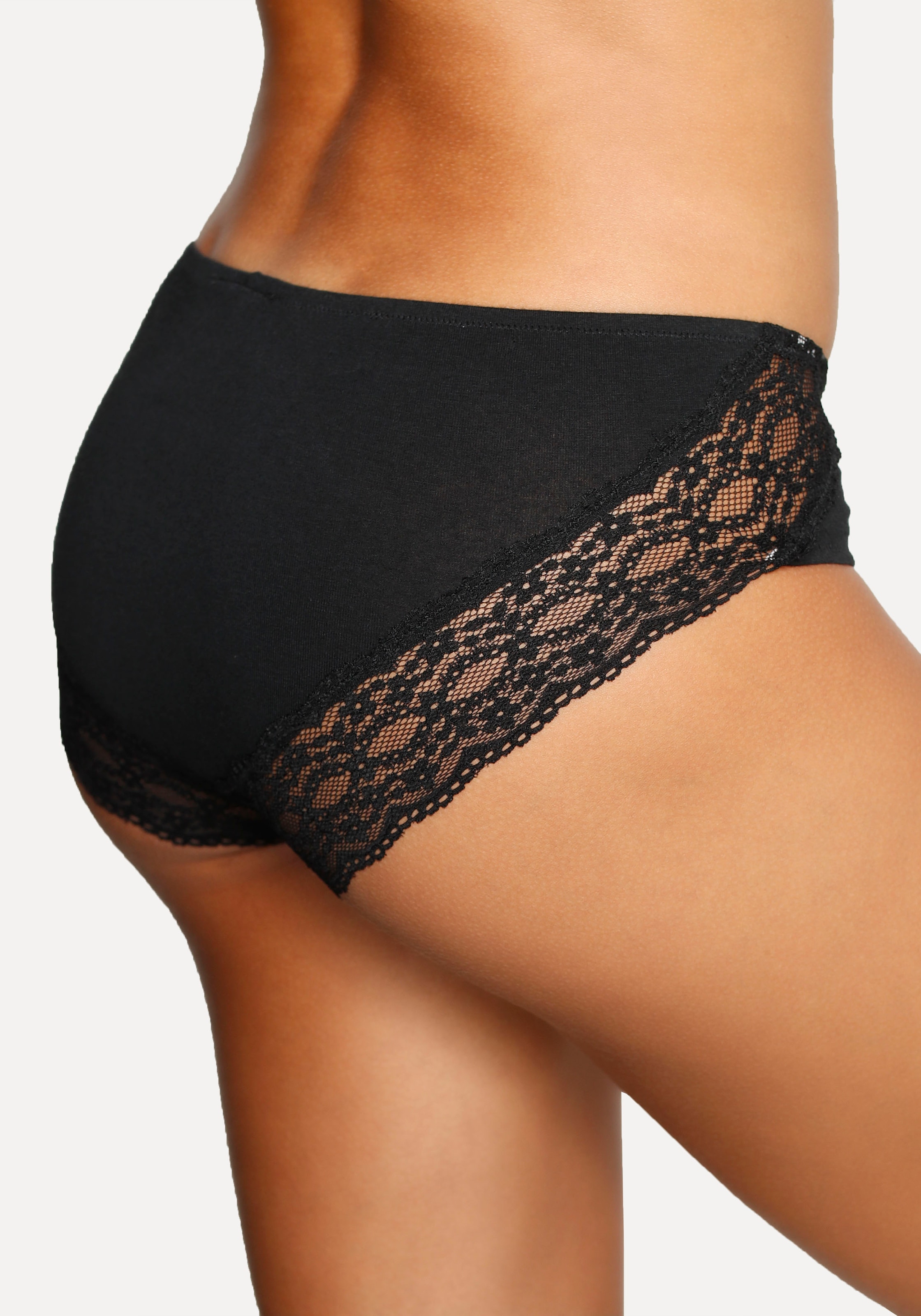 Vivance Jazz-Pants Slips, (3er-Pack), aus elastischer Baumwolle mit floraler Spitze