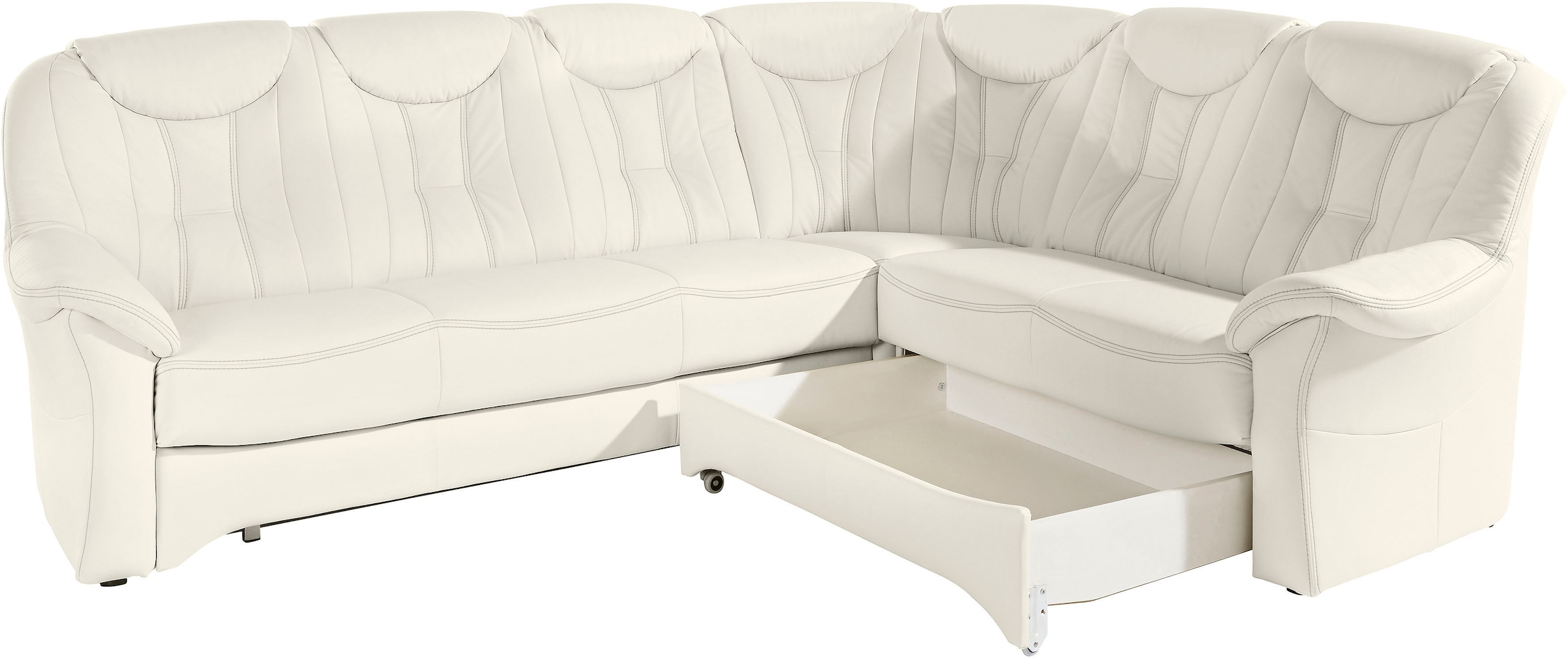 exxpo - sofa fashion Ecksofa »Isabel, klassisch moderne hohe Rückenlehne für mehr Komfort, L-Form«, bequemer Federkern, wahlweise mit Bettfunktion und Bettkasten