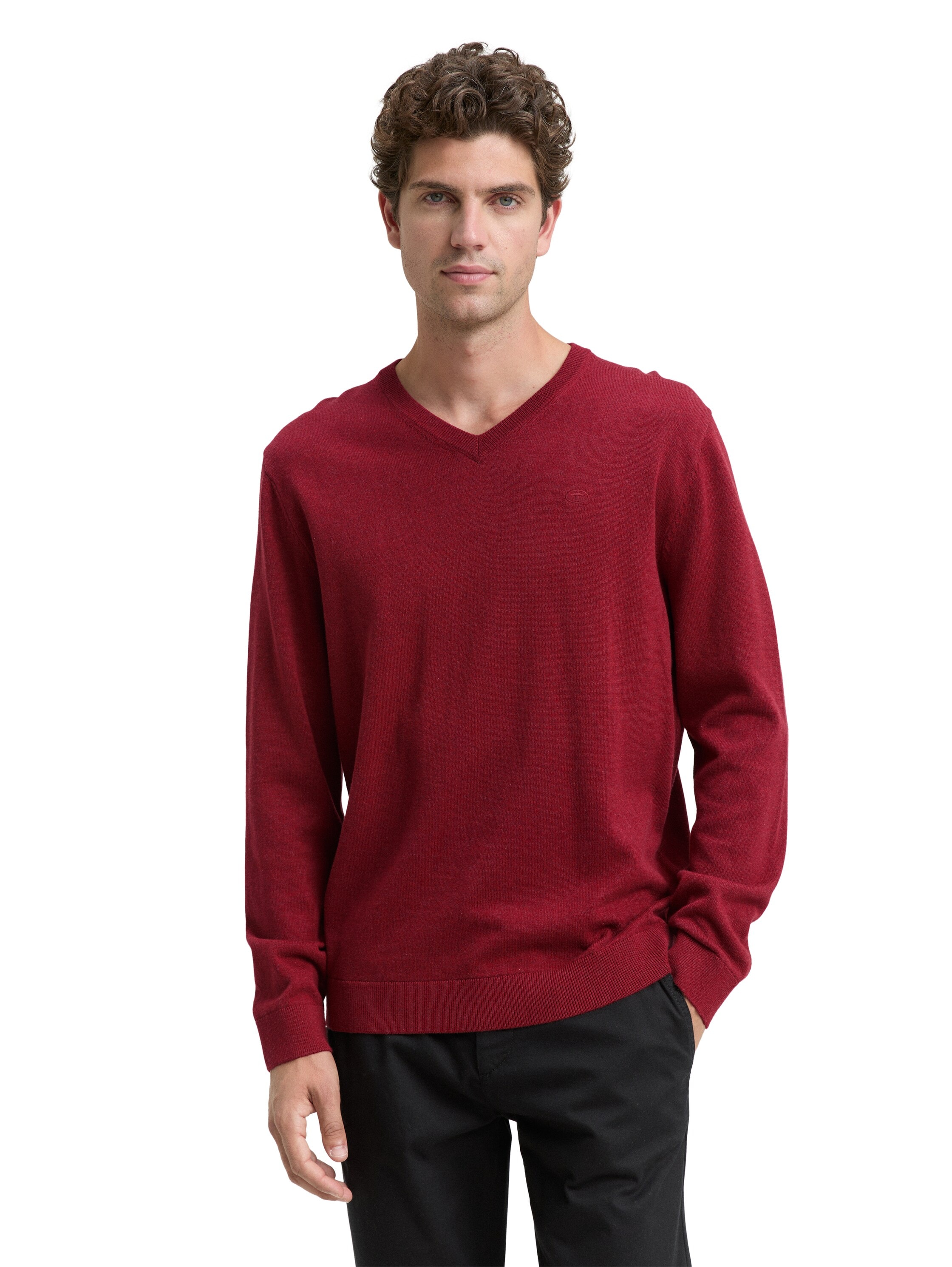 TOM TAILOR V-Ausschnitt-Pullover, mit kleiner Logo-Stickerei günstig online kaufen
