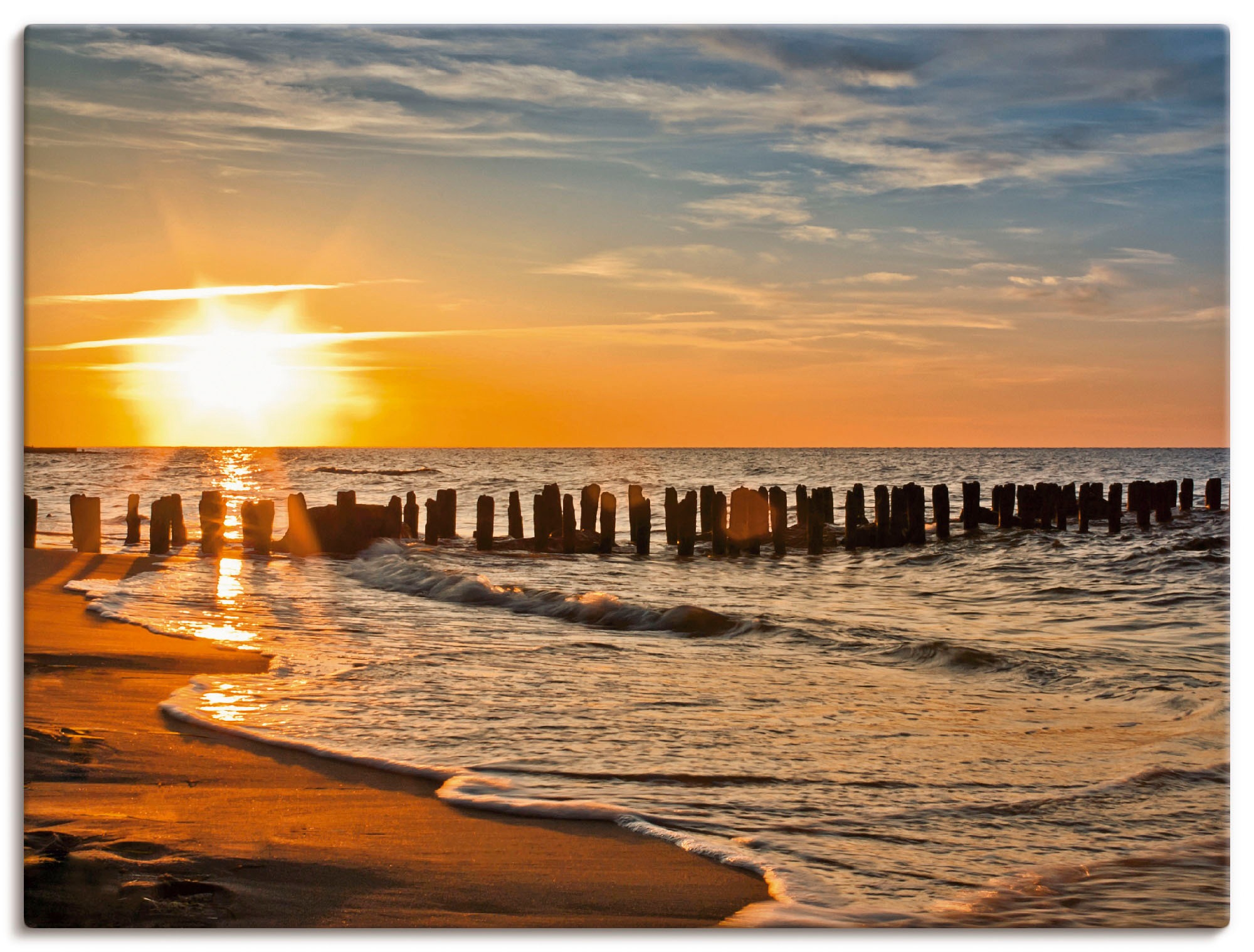 Artland "Schöner Sonnenuntergang am Strand" Strand 1 Stk. tlg. auf Holzrahmen gespannt