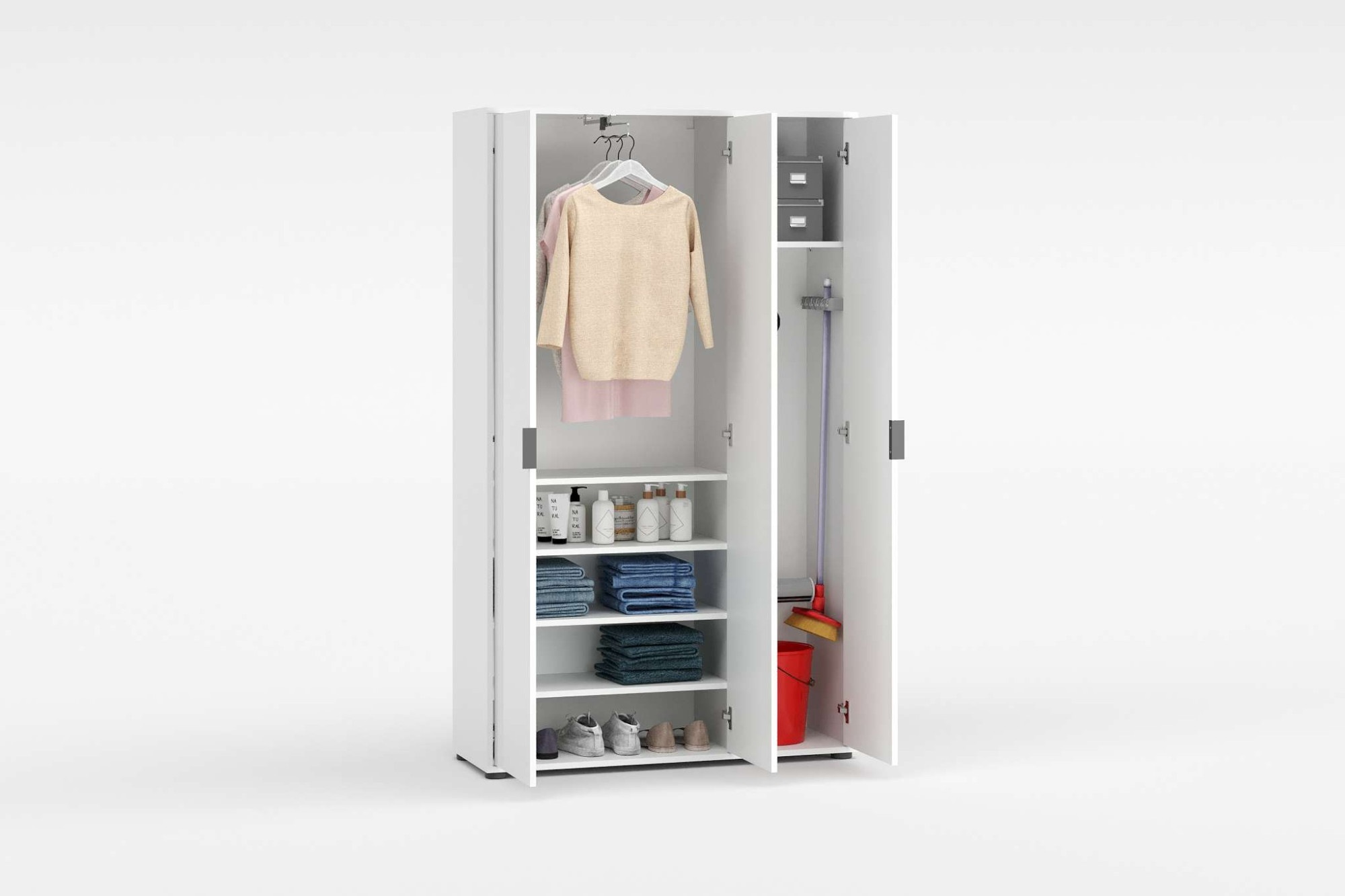 Thumbnail - Home affaire Mehrzweckschrank "JOLLY, Stauraumschrank, Breite 107 cm, Höhe 178 cm" 1 Stk. tlg. 3 Türen,1 kl.+3 große Böd...