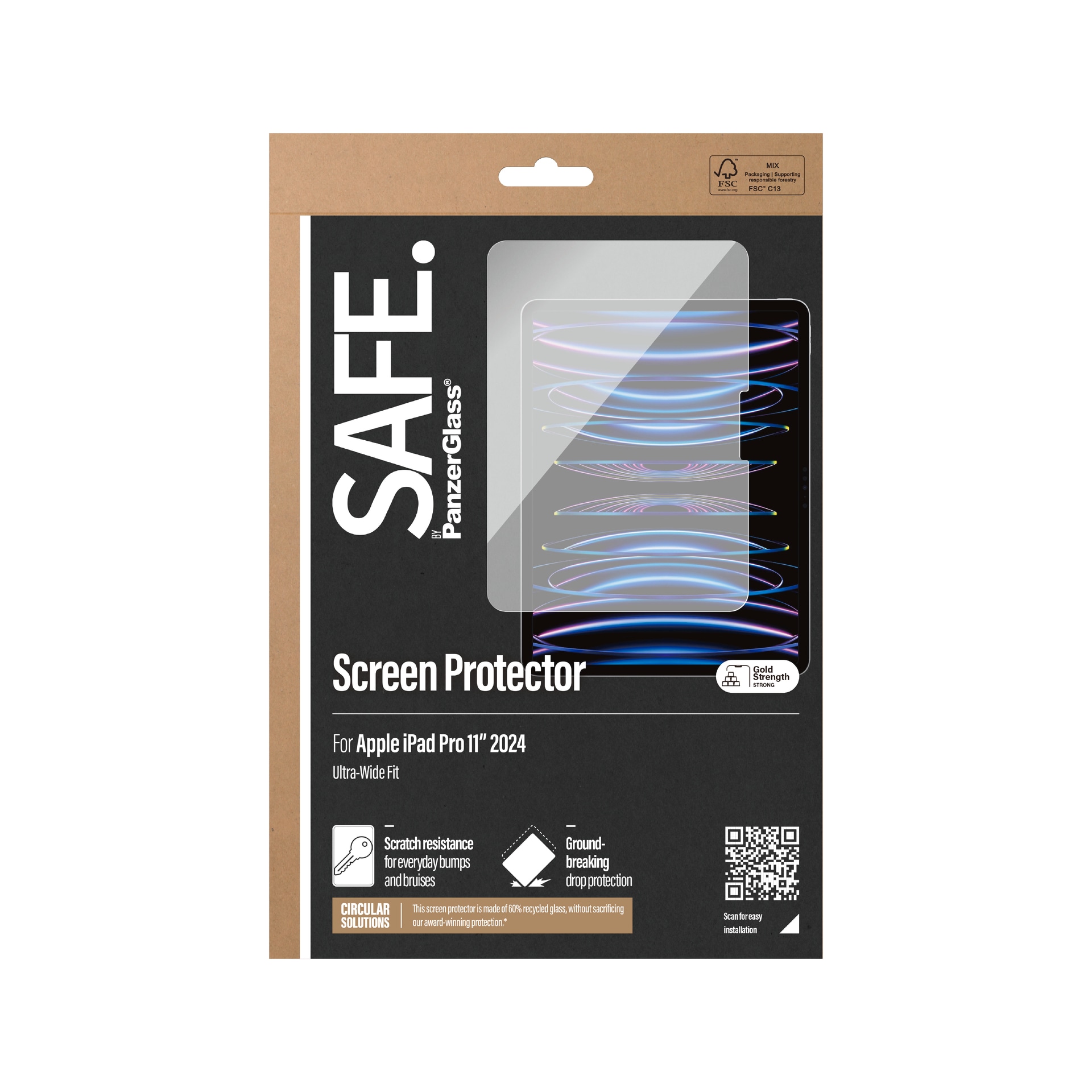 SAFE by PanzerGlass Displayschutzglas »Ultra-Wide Fit Screen Protection«, für Apple iPad Pro 11'' (2024), Displayschutzfolie, Schutzfolie, Bildschirmschutz, kratz- & stoßfest