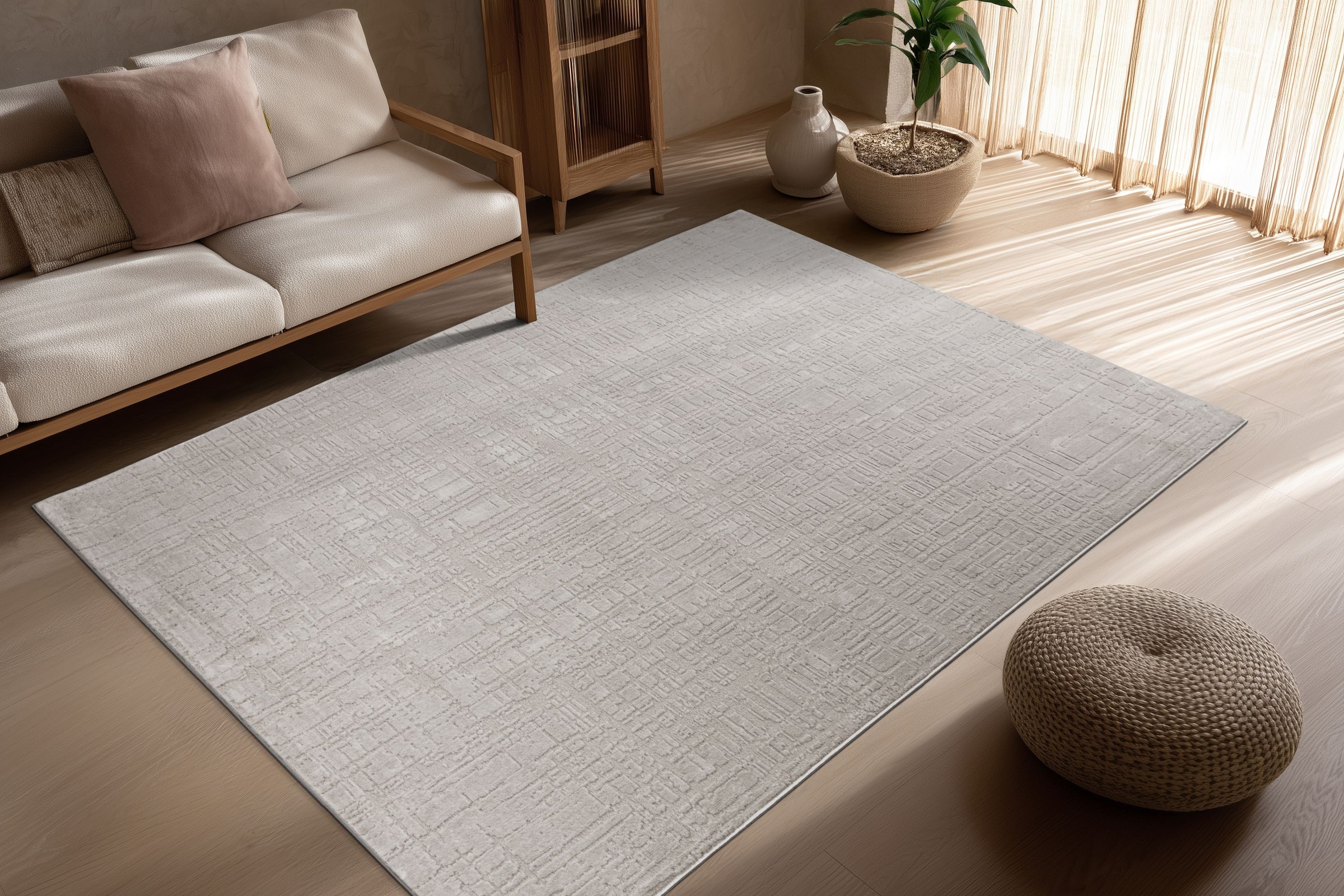 Teppich KAYOOM "Bandito 125", silber, B:200cm H:11mm L:290cm, Polyester, Teppiche, Teppich, Kurzflor, Wohnzimmer