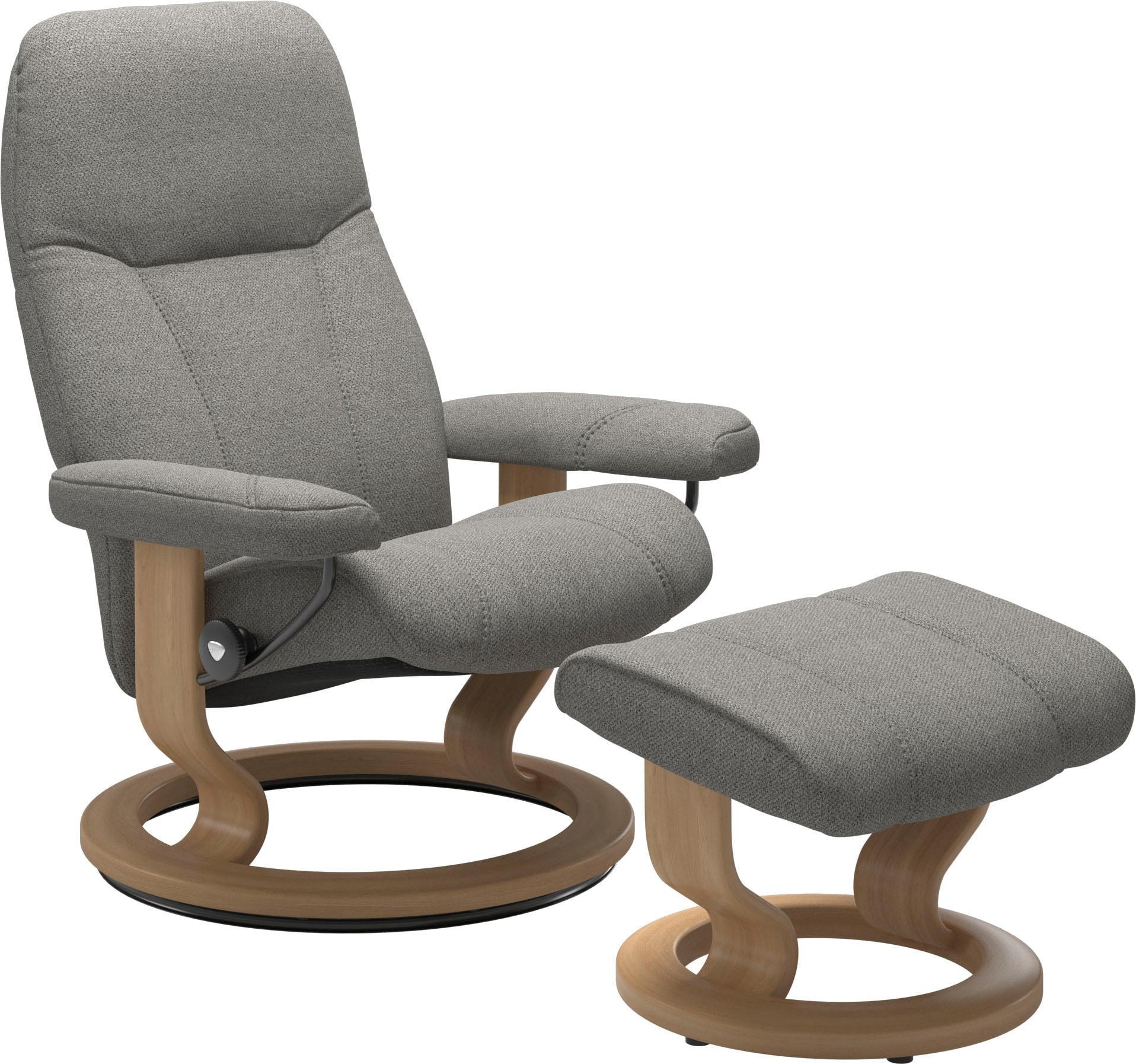 Stressless® Relaxsessel »Consul«, (Set, Relaxsessel mit Hocker), mit Hocker, mit Classic Base, Größe S, Gestell Eiche