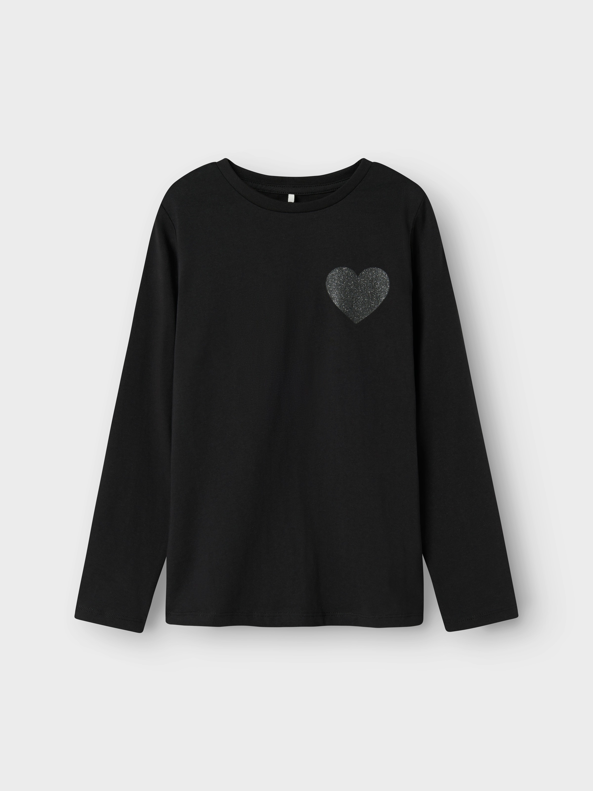 NAME IT Mädchen Langarmshirt "NKFOLALLA LS TOP PS", schwarz, Gr. 122, unifarben, Jersey, Obermaterial: 100% Baumwolle, Shirts