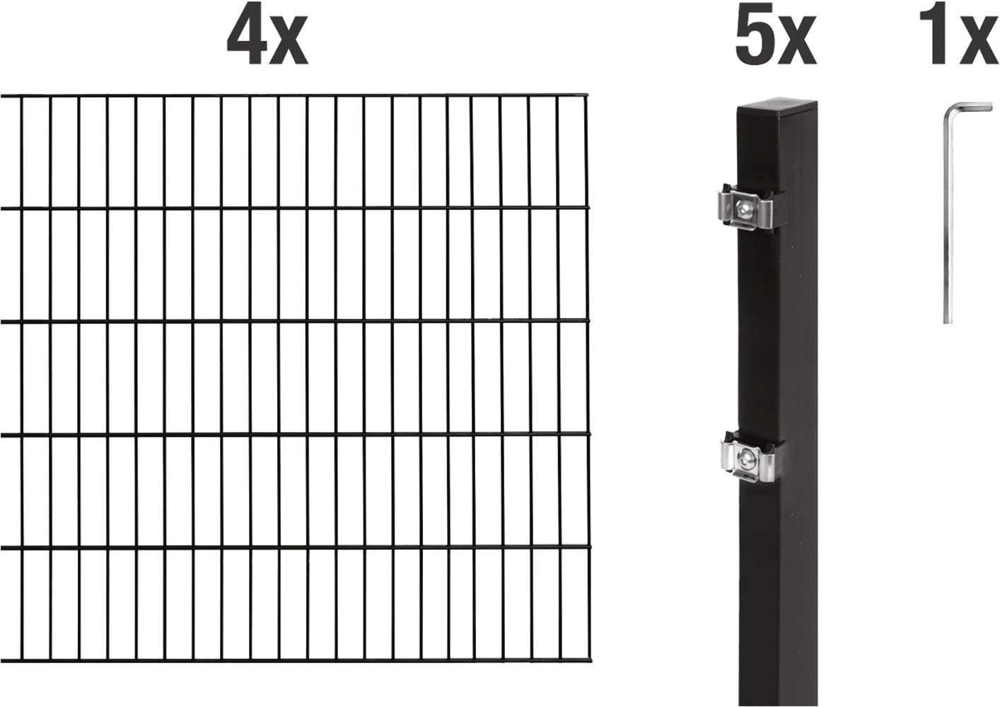 Alberts Doppelstabmattenzaun "Grundset" Höhe: 80-200 cm, Gesamtlänge: 4-30 m, zum Einbetonieren