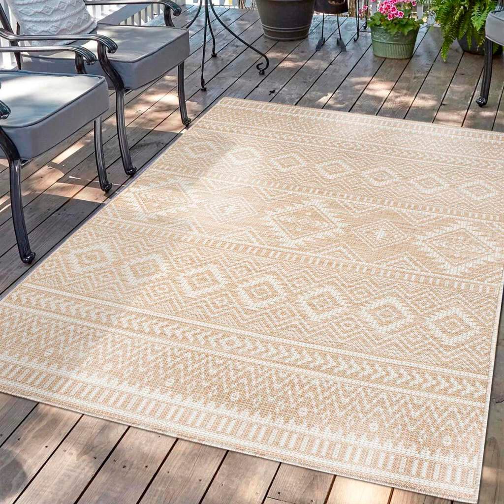 Carpet City Outdoorteppich "PALM 3522" rechteckig 5 mm Höhe Läufer, Wetterf günstig online kaufen